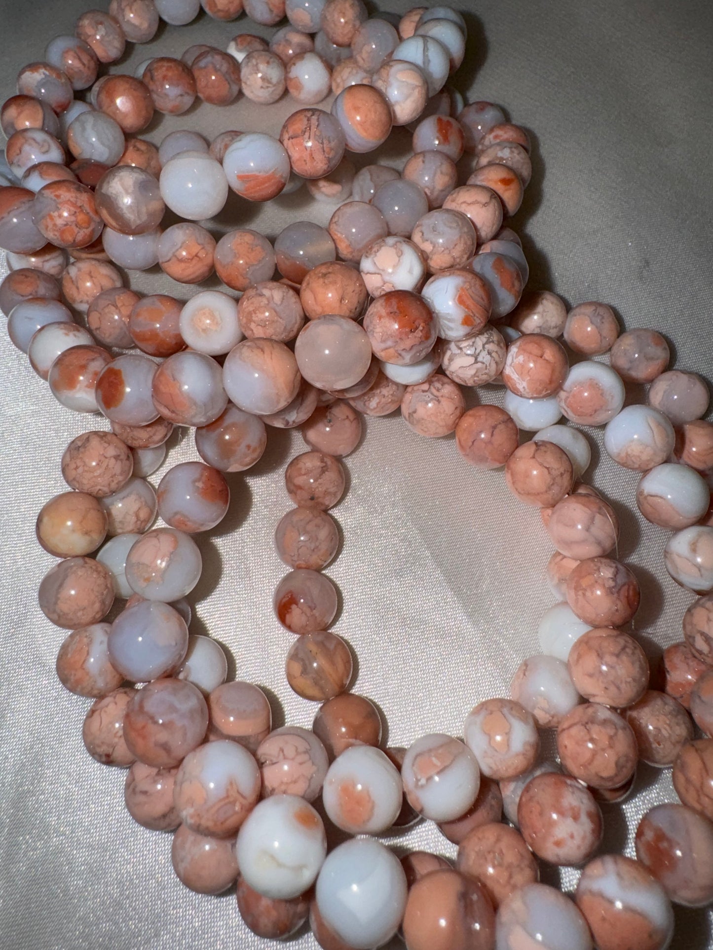 “Cotton Candy” Pink & White Agate 8mm Bracelet