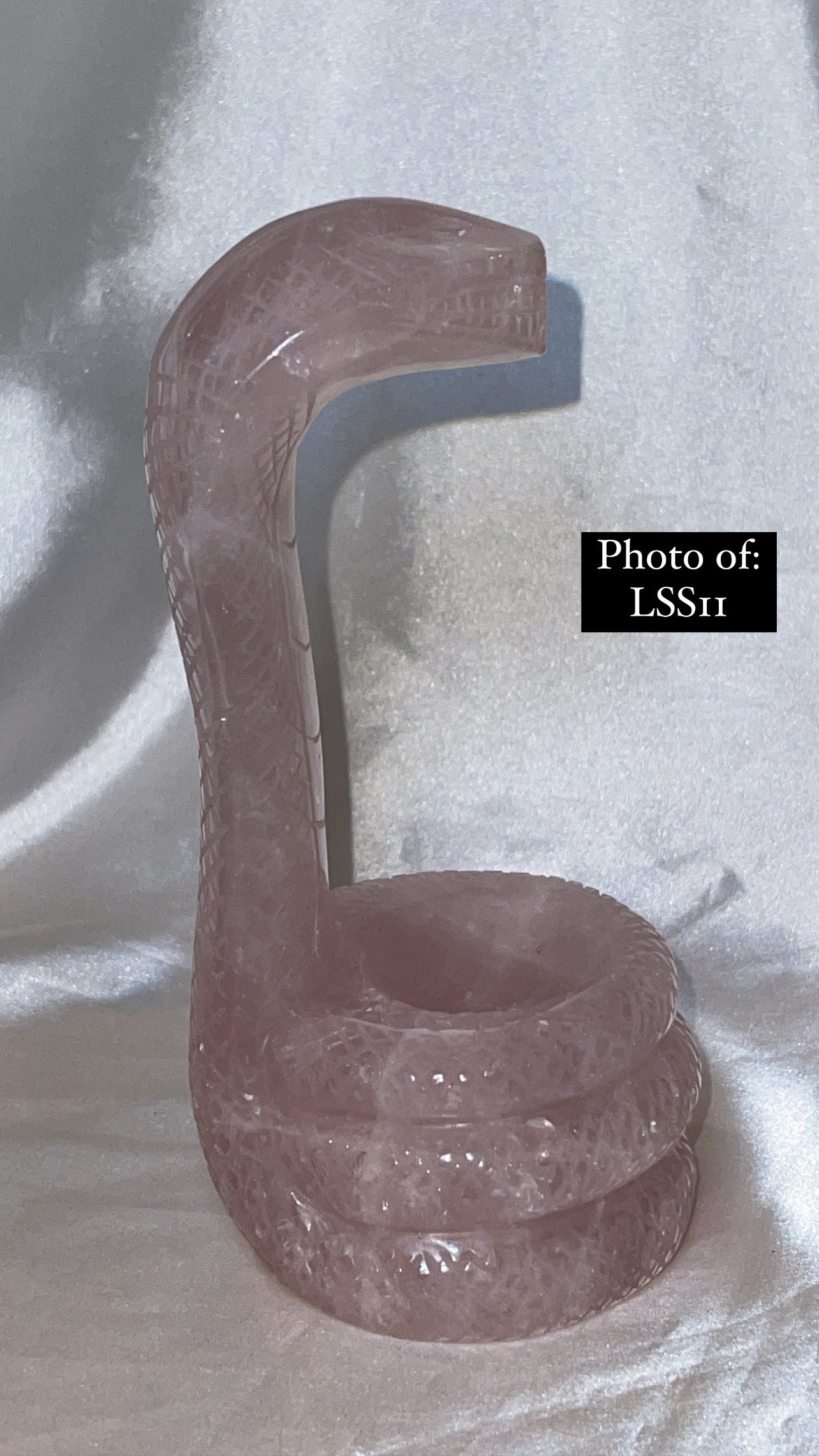 Rose Quartz Large Snake Sphere Holder Carving