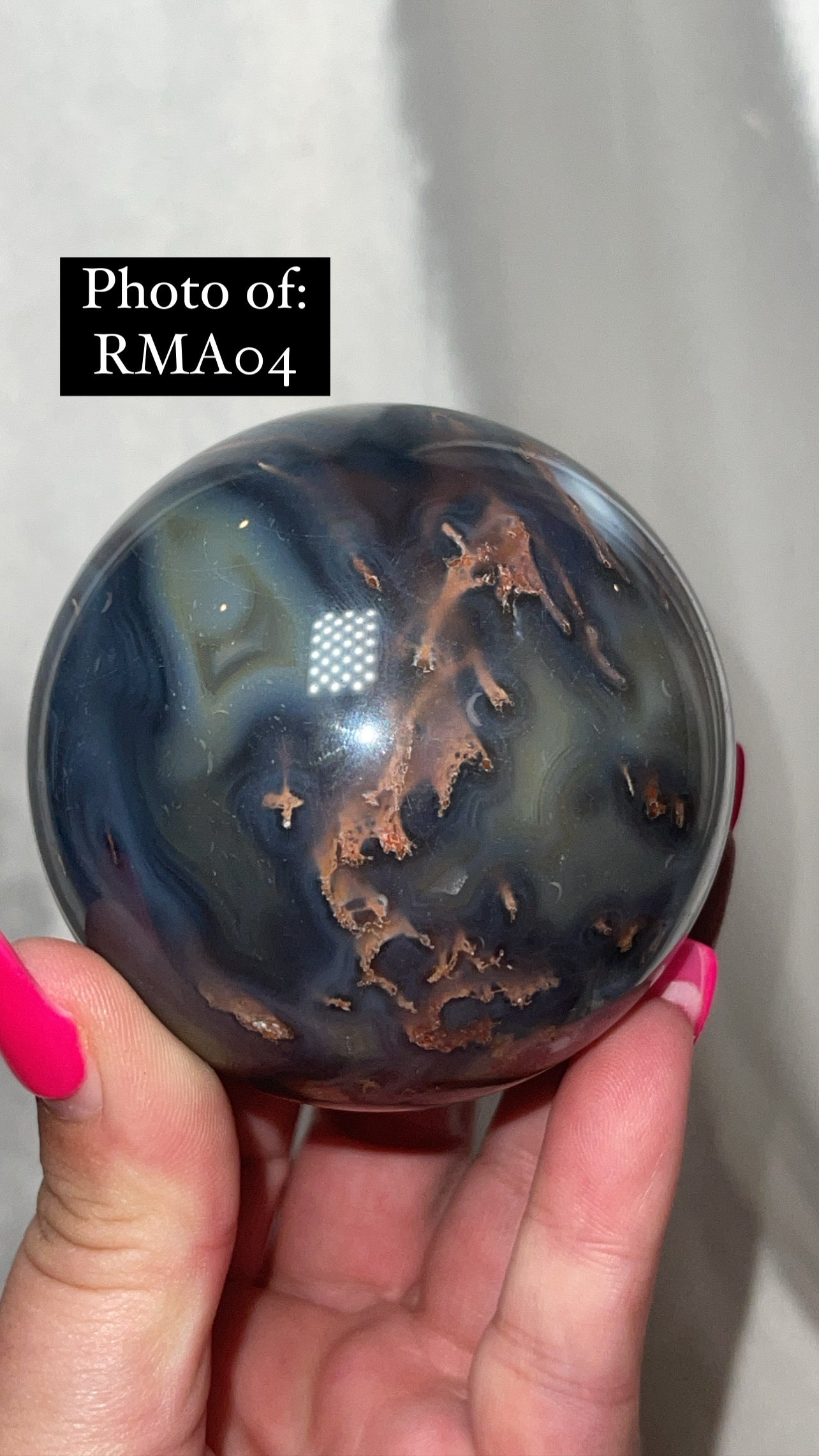 Rare Red Moss Agate Orca Agate Large Sphere