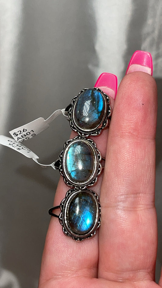 Labradorite 925 Sterling Silver Adjustable Ring (Choose Your Own)