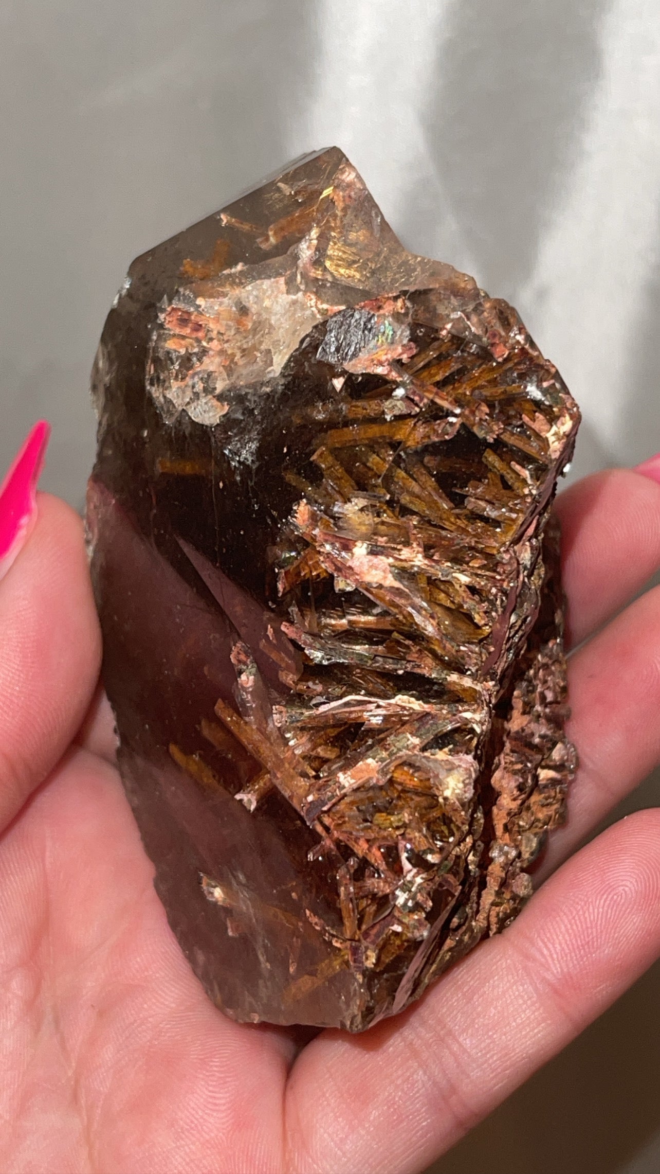 Rare Red Epidote Smoky Quartz AAA Large Raw Point