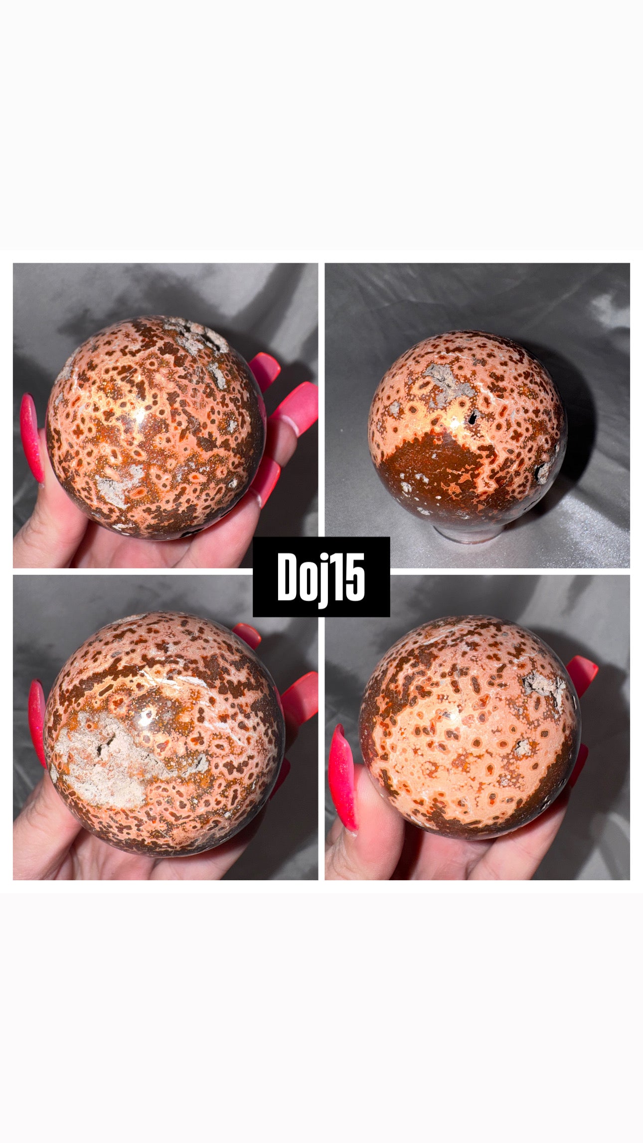 Red Druzy Ocean Jasper Sphere