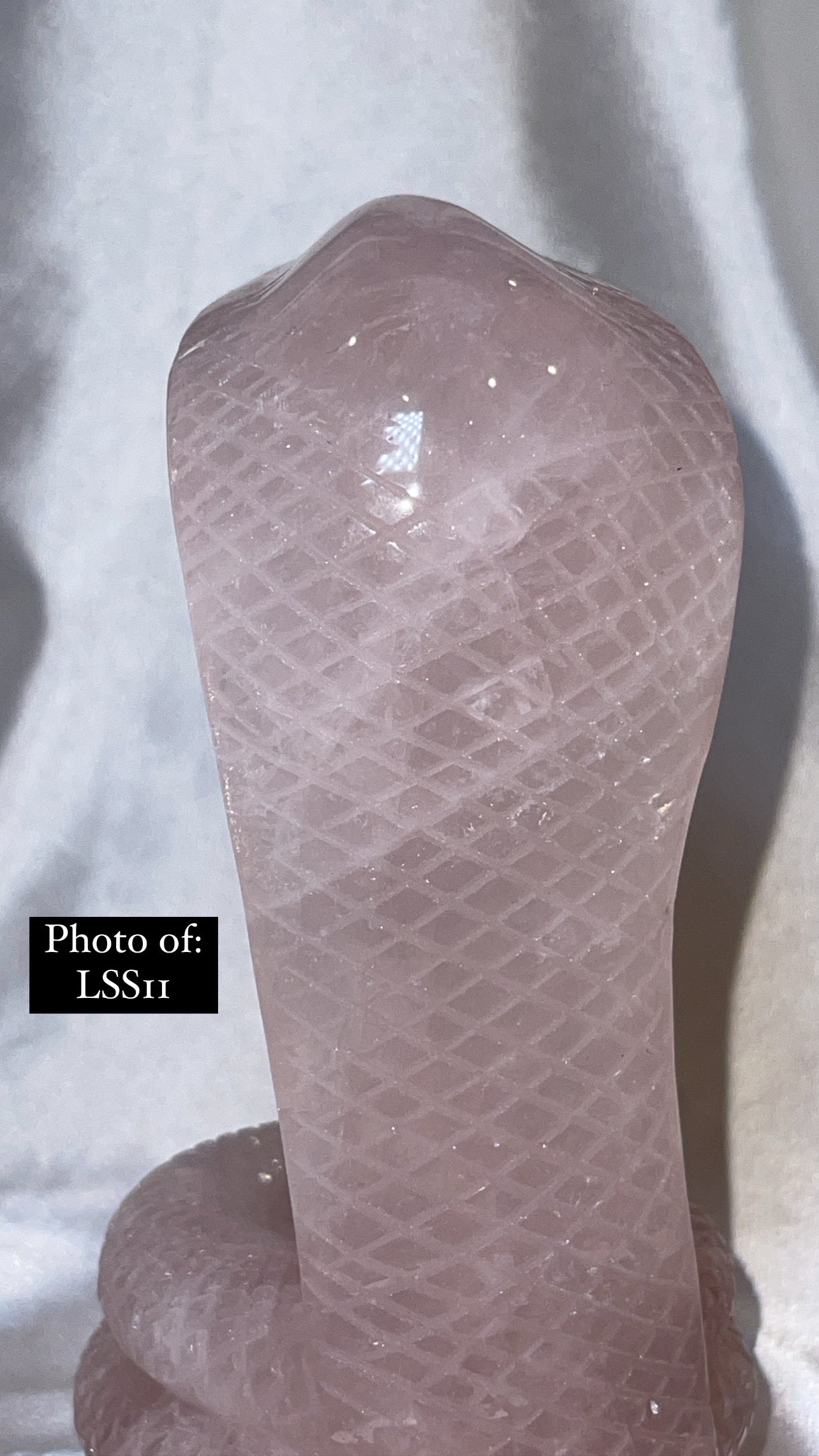 Rose Quartz Large Snake Sphere Holder Carving