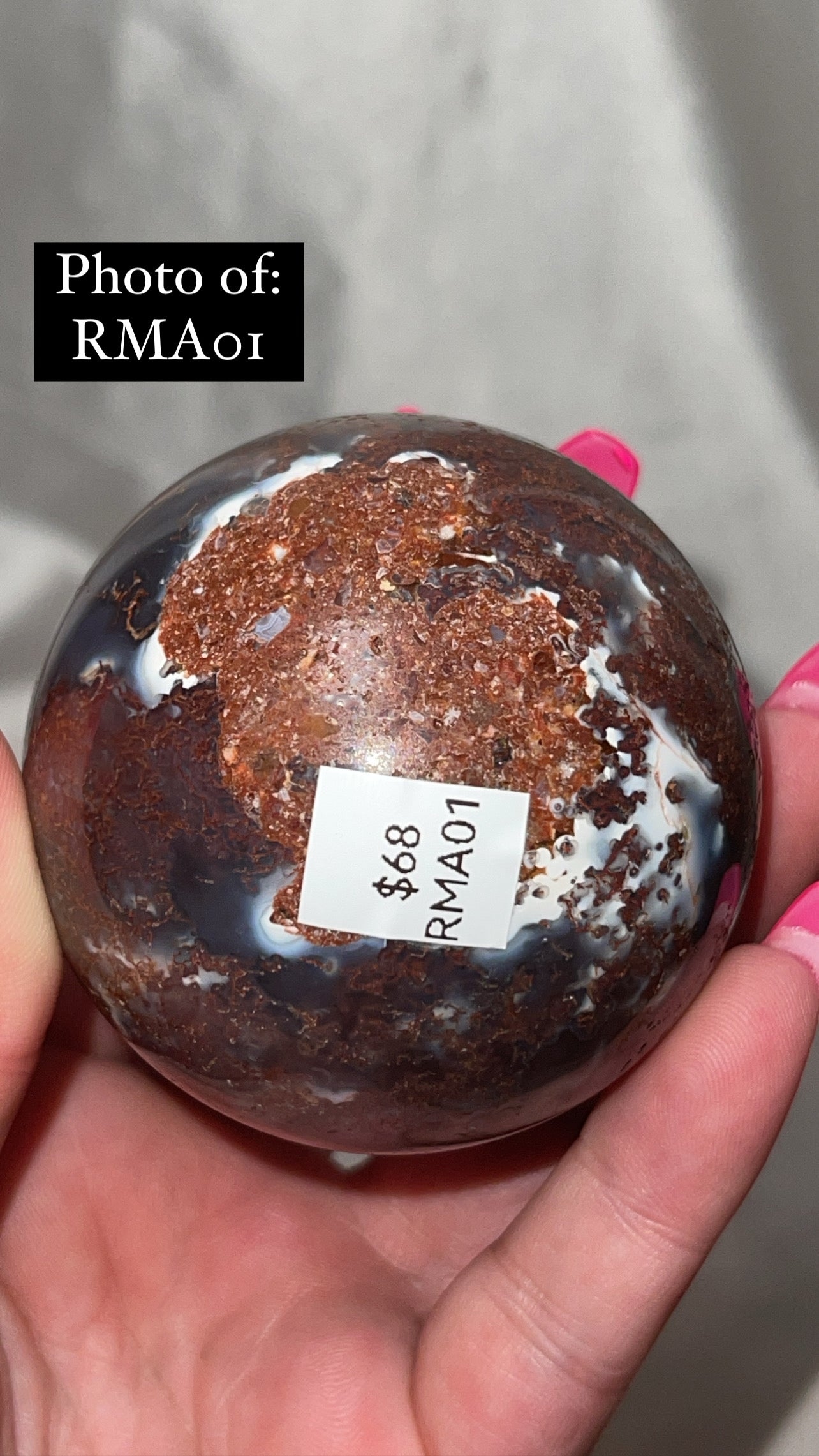 Rare Red Moss Agate Orca Agate Large Sphere