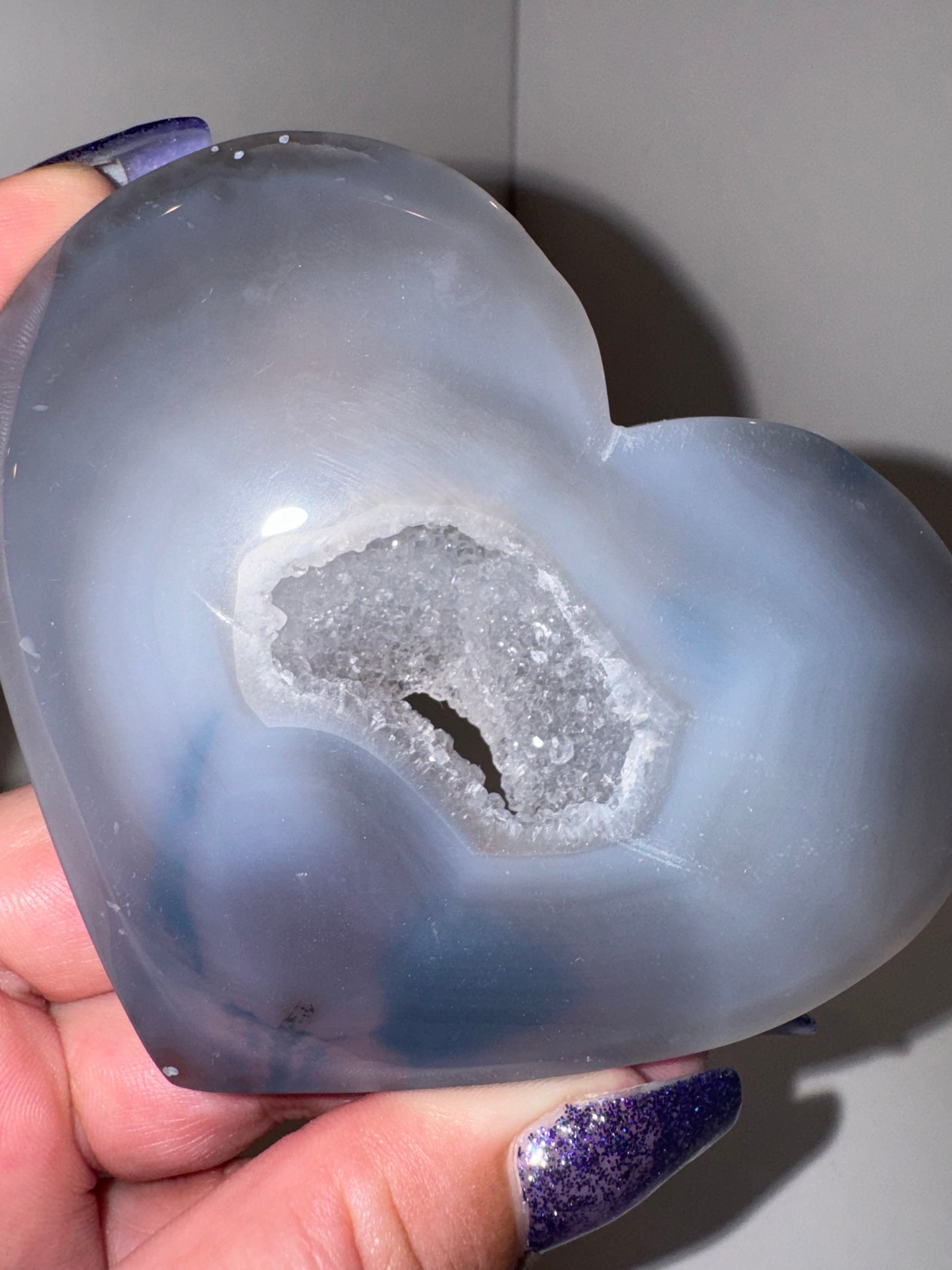 Druzy Agate Large Heart on Stand