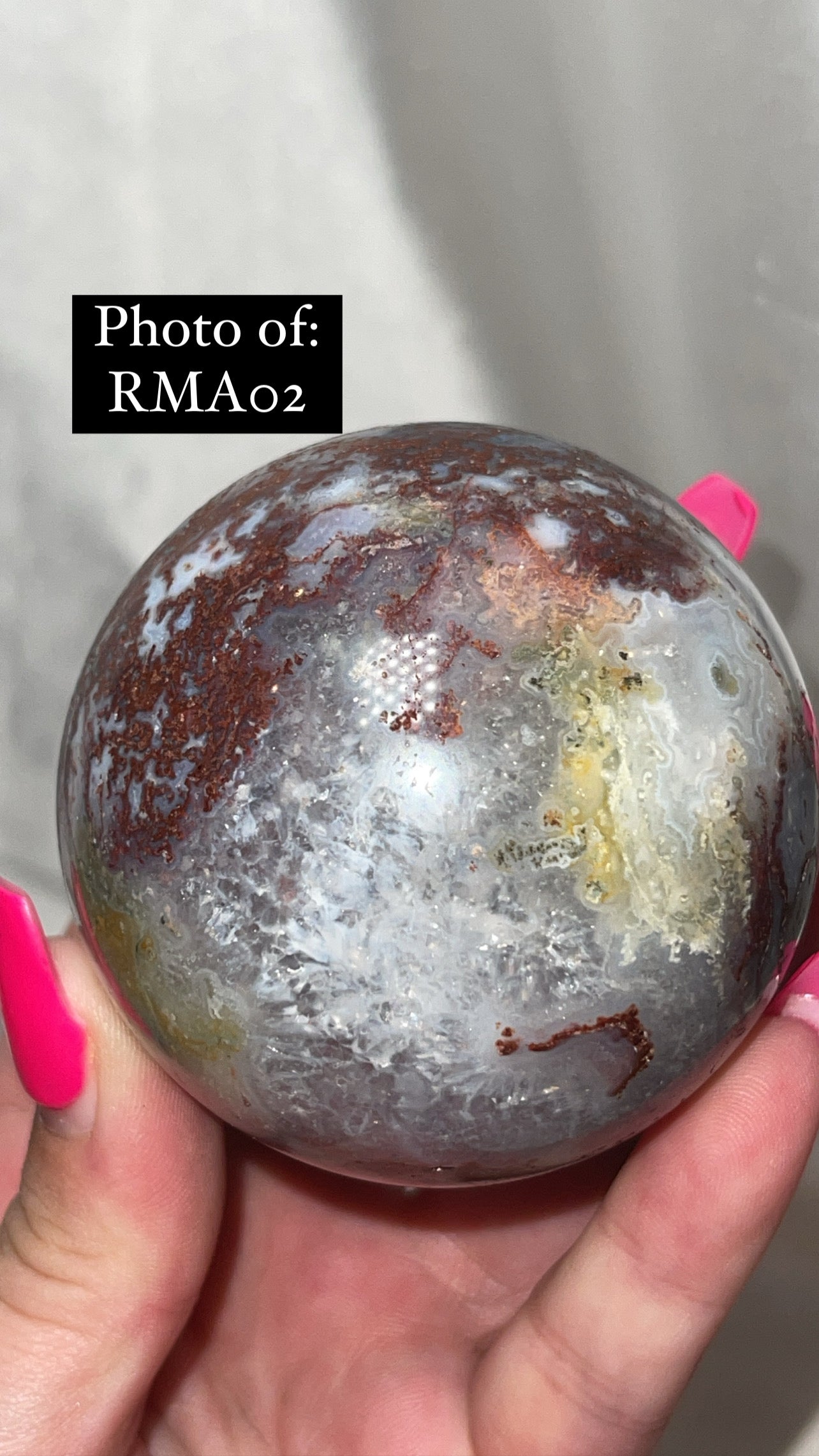 Rare Red Moss Agate Orca Agate Large Sphere