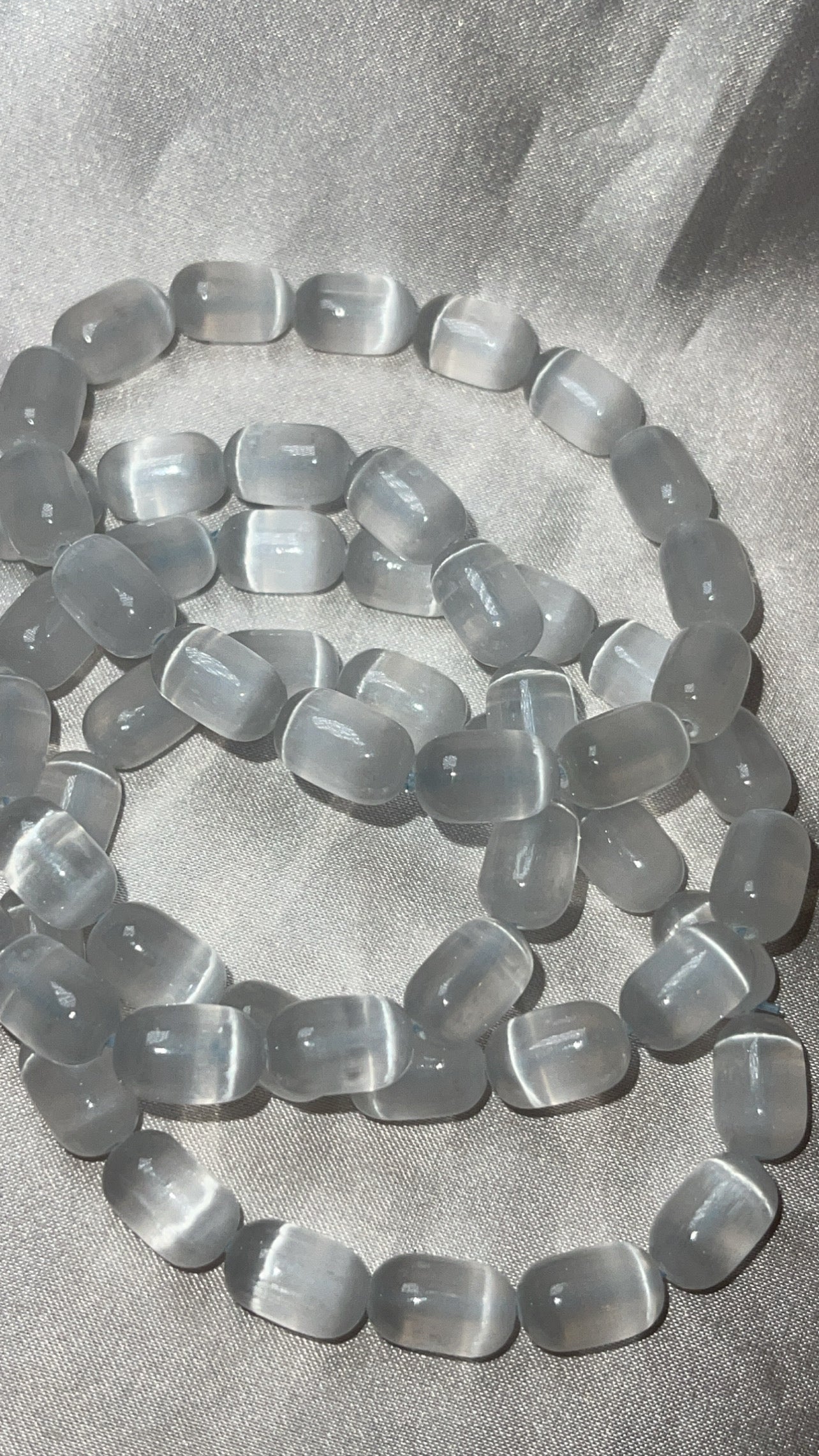 Satin Spar Selenite “Pill” Bracelet