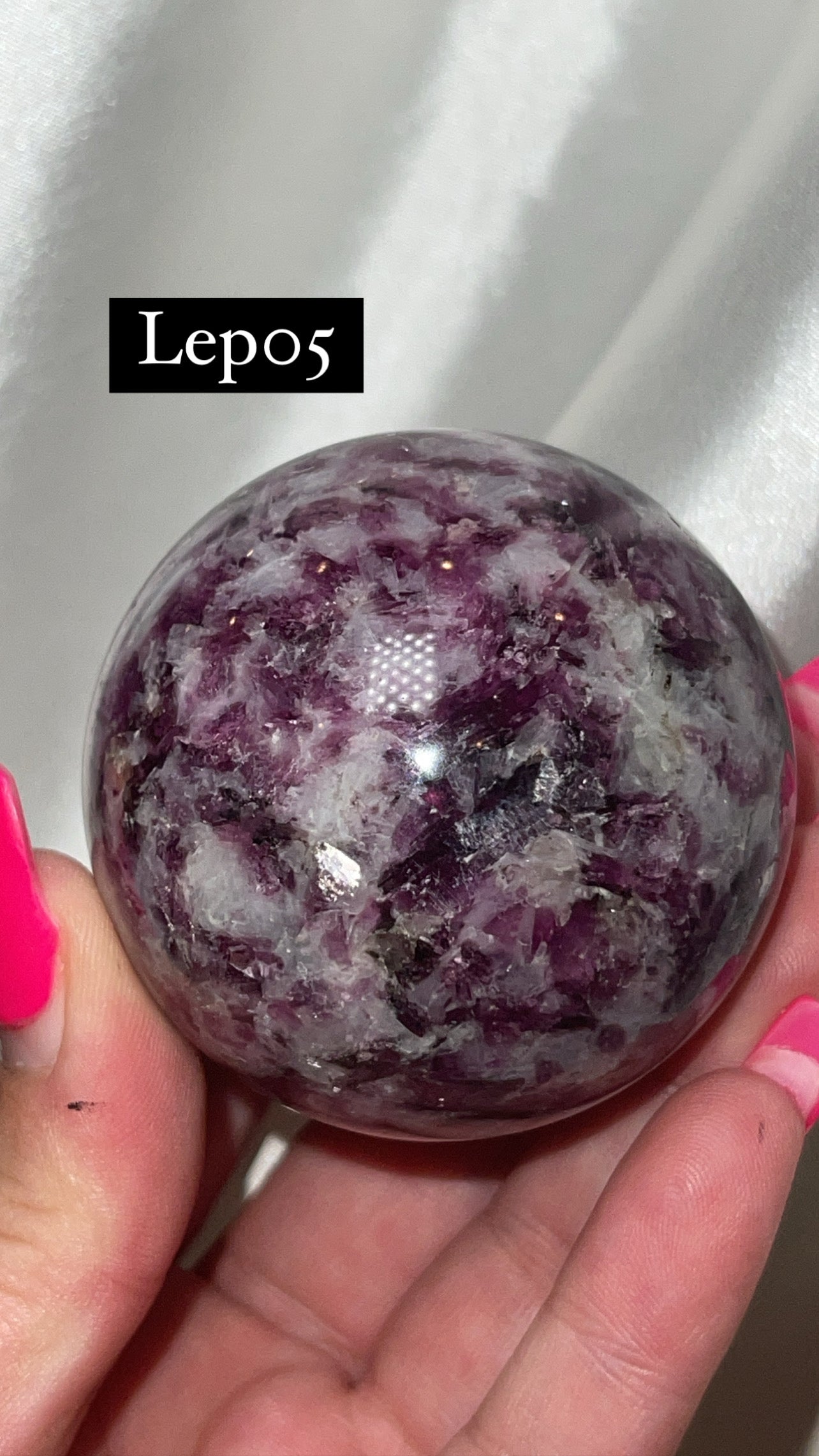 Mica Lepidolite Sphere with Pink Metal Stand