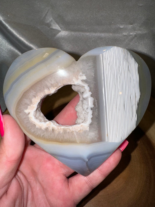 Druzy Agate Large Heart with Stand