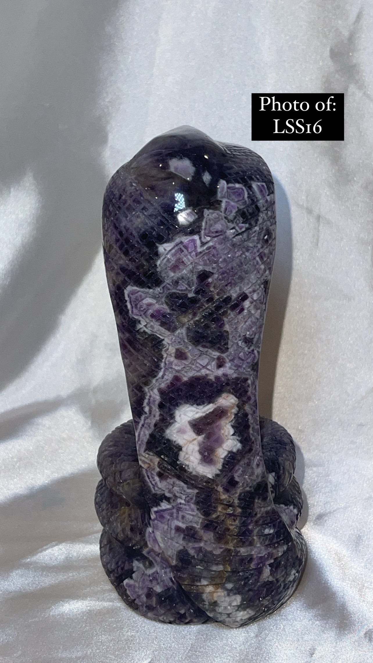 Dream Amethyst Large Snake Sphere Holder Carving