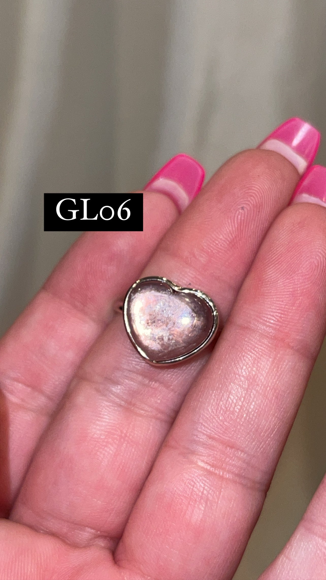 Gem Lepidolite 925 Sterling Silver Adjustable Heart Ring (Choose Your Own)