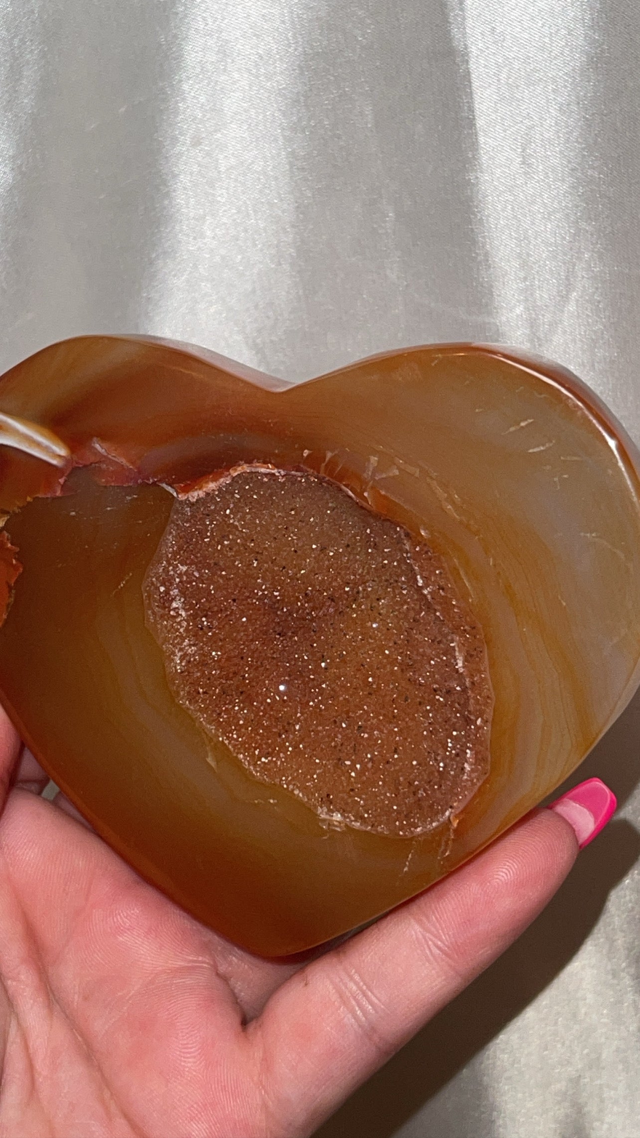 Druzy Carnelian Large Heart on Stand