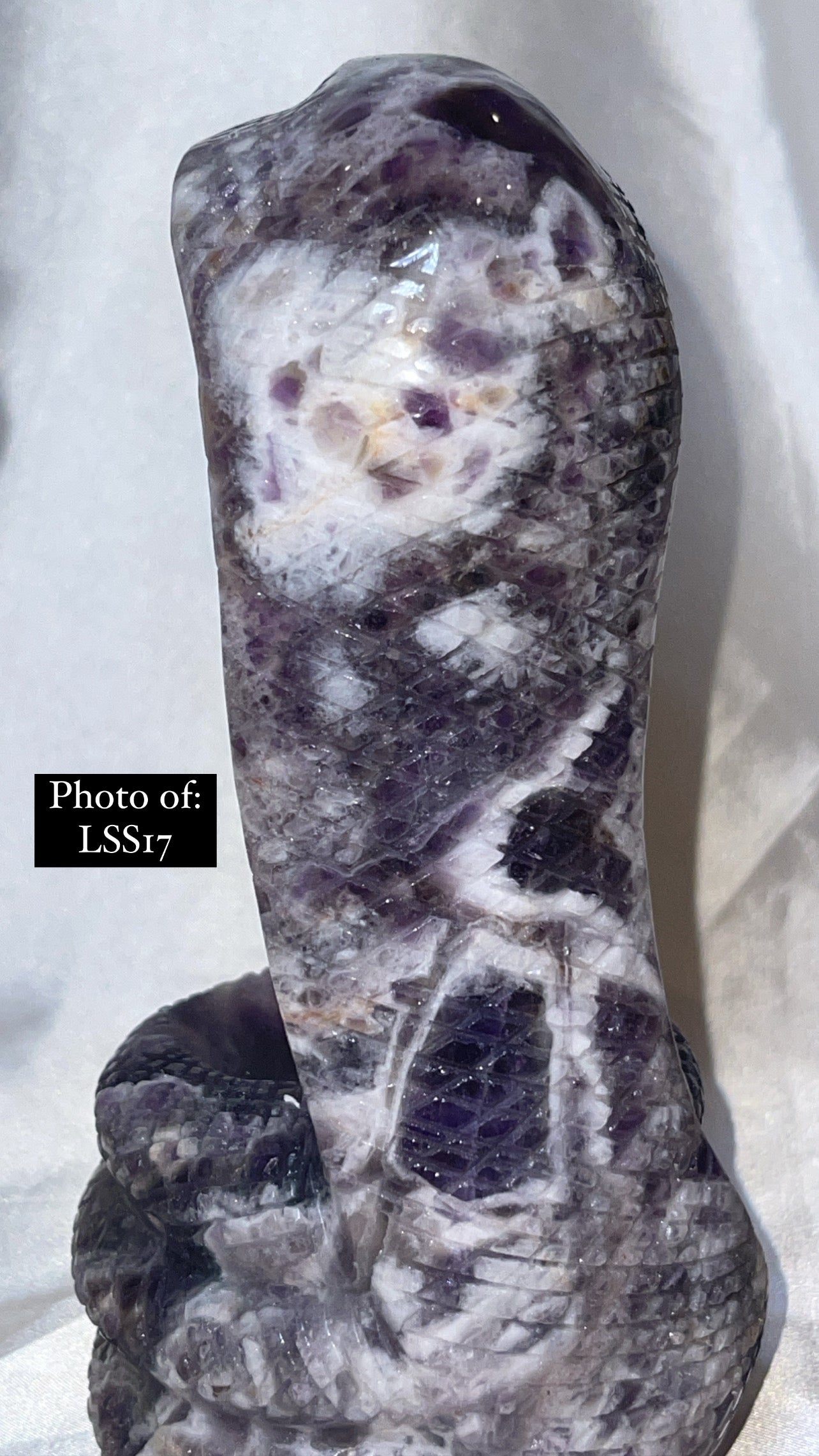 Dream Amethyst Large Snake Sphere Holder Carving