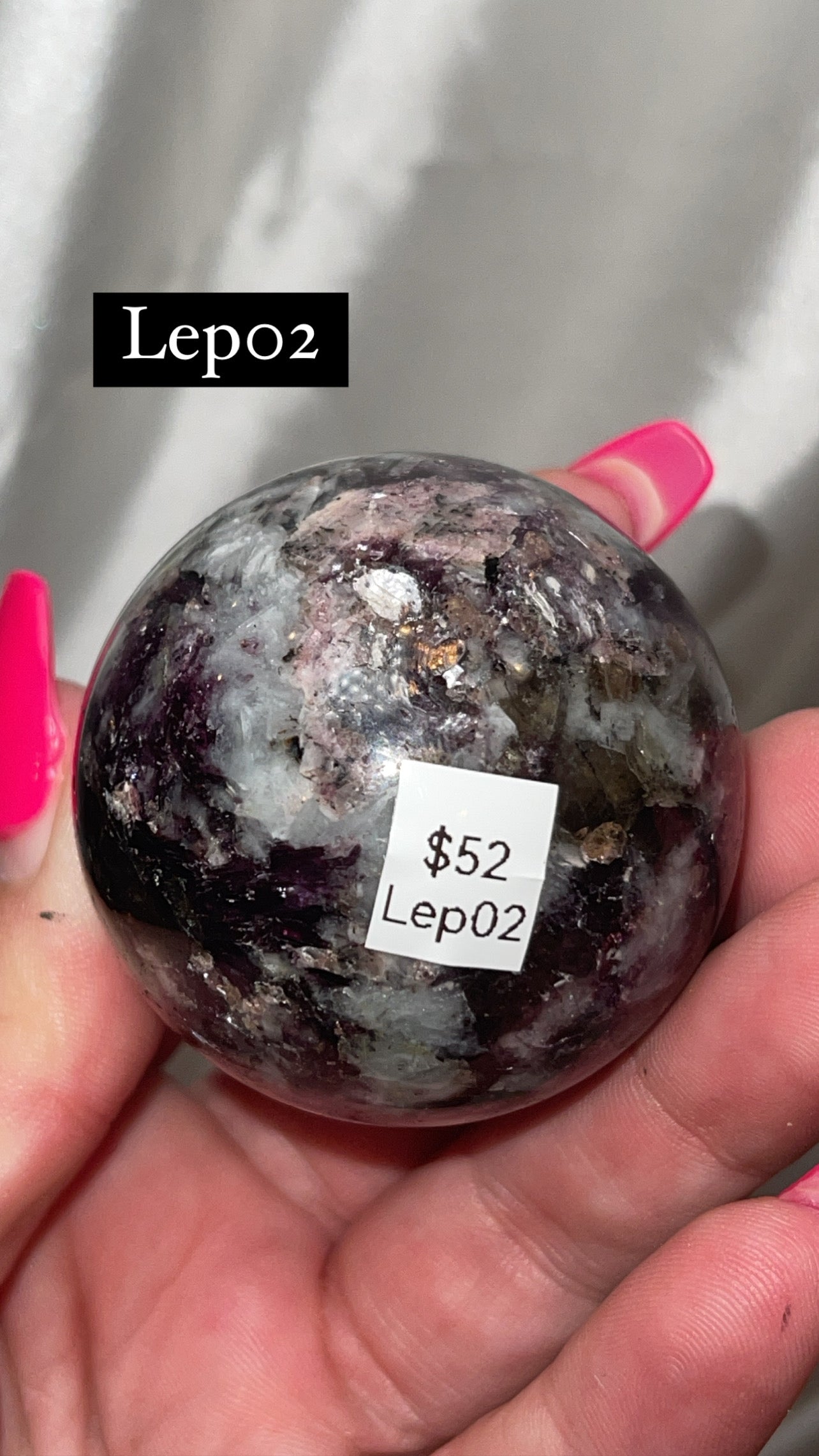 Mica Lepidolite Sphere with Pink Metal Stand
