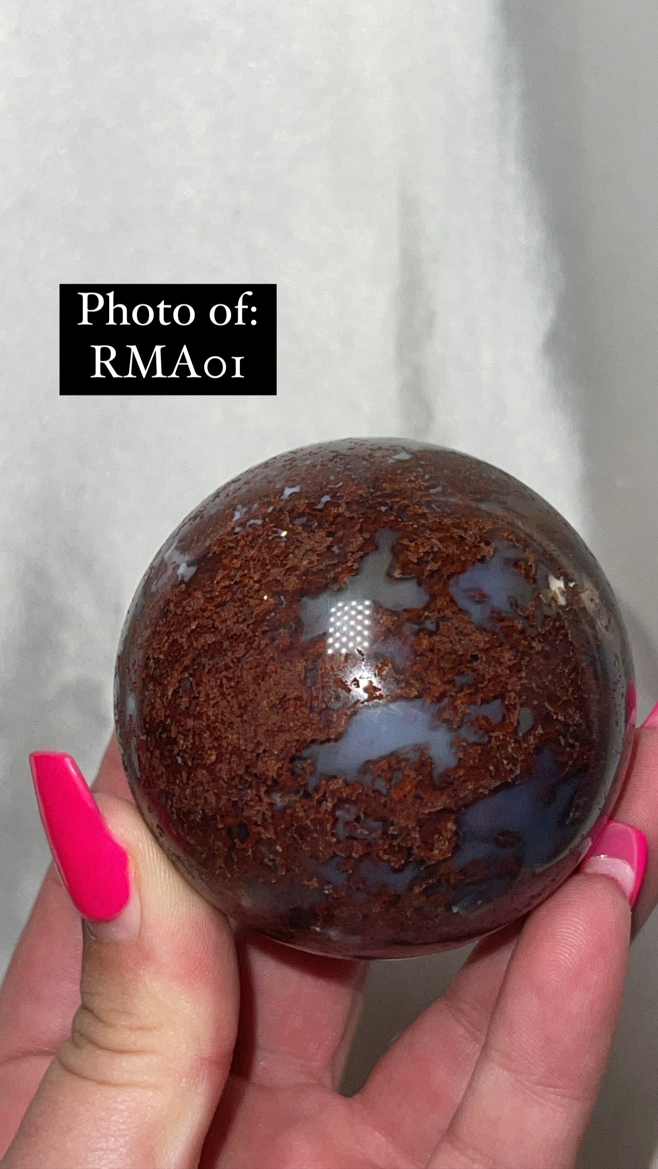 Rare Red Moss Agate Orca Agate Large Sphere