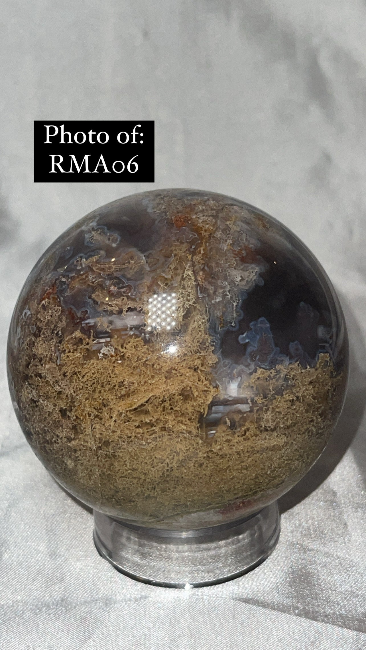 Rare Red Moss Agate Orca Agate Large Sphere