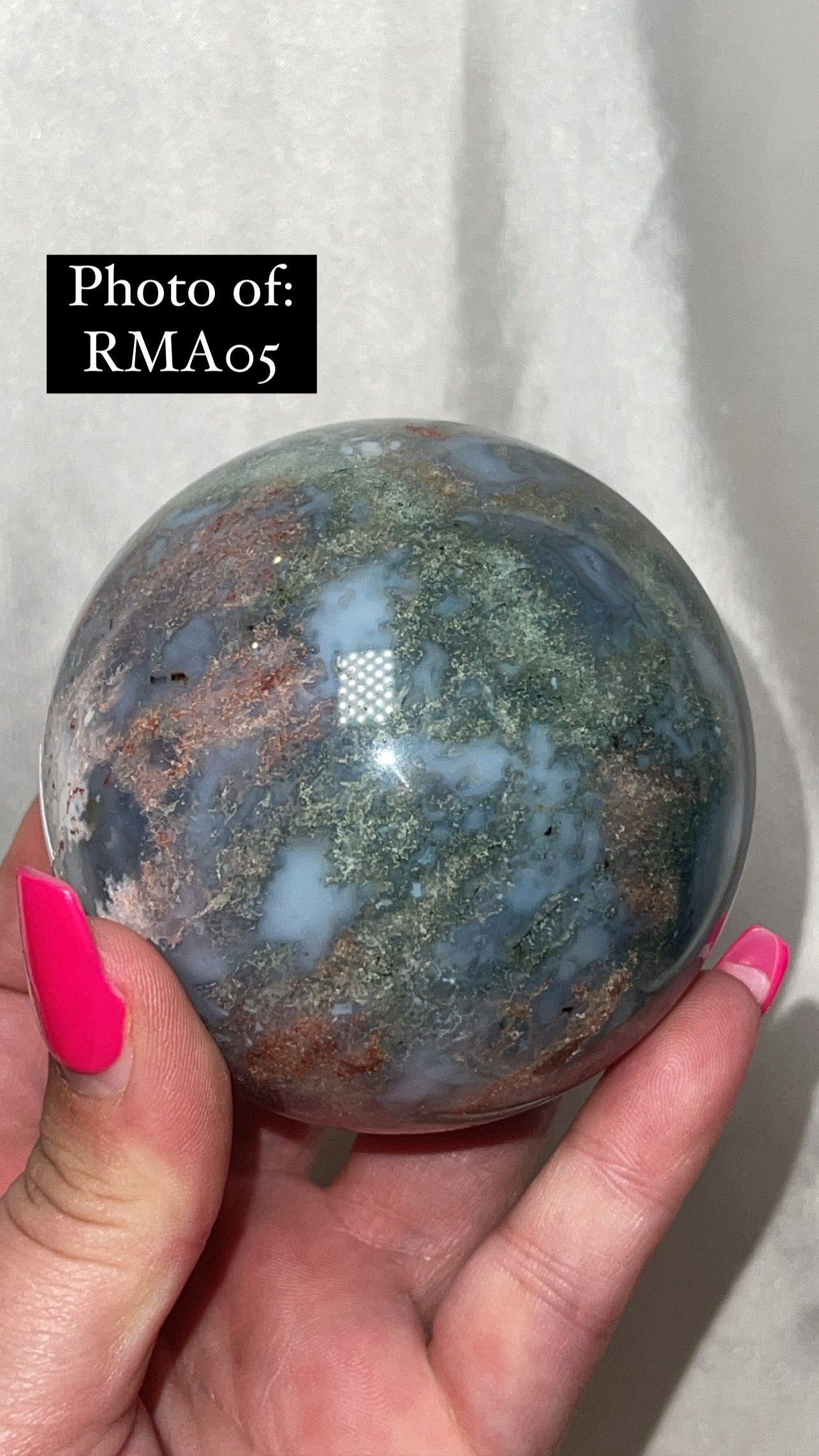 Rare Red Moss Agate Orca Agate Large Sphere
