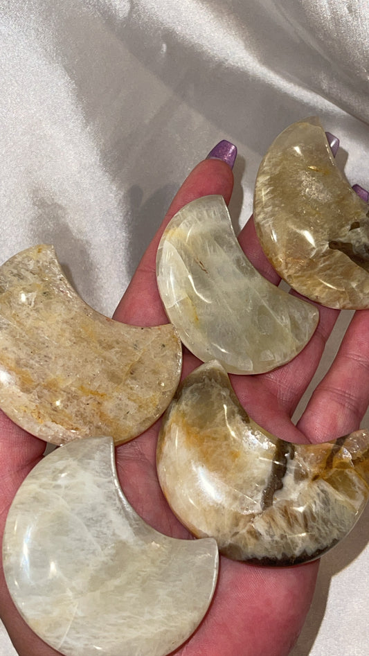 Moonstone with Smoky Quartz Moon