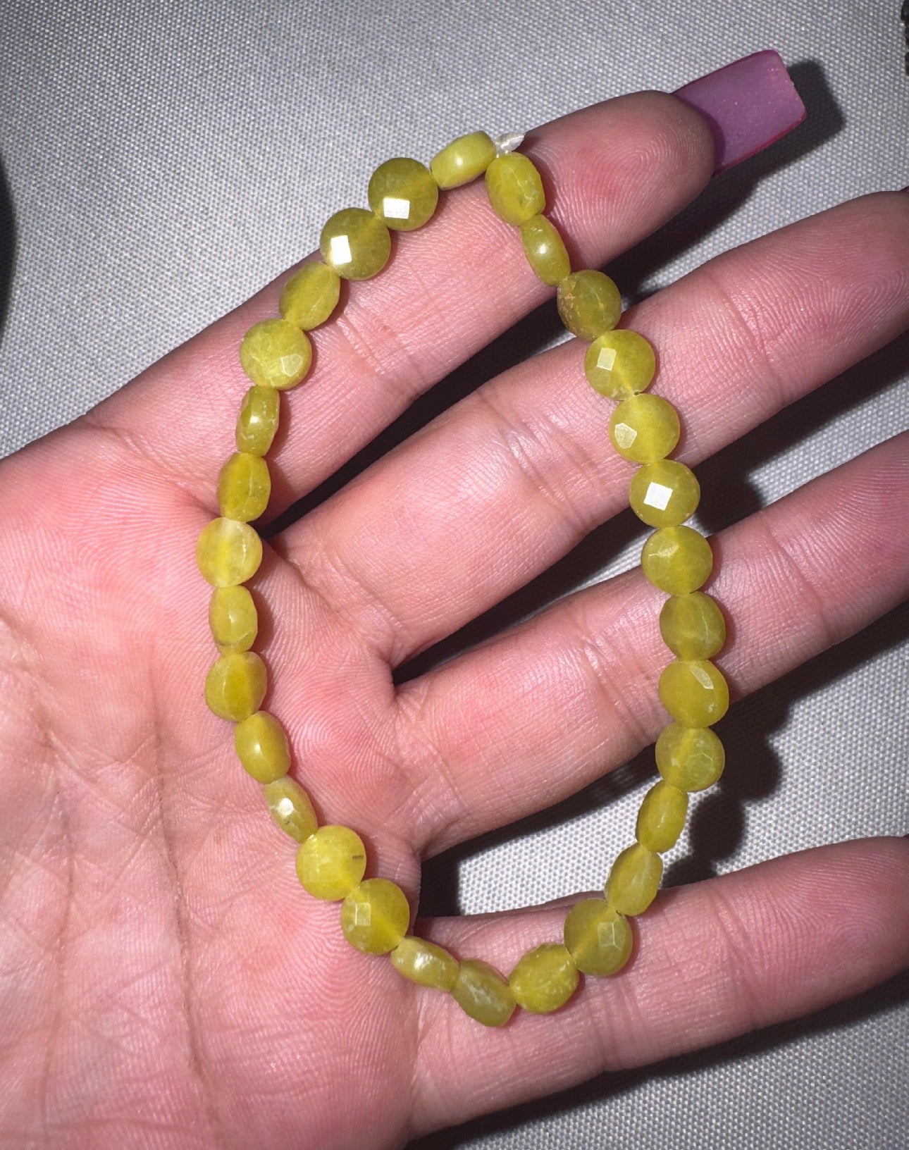 Jade Faceted Coin Bracelet (6mm)