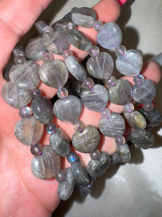 Purple Labradorite Heart Bracelet