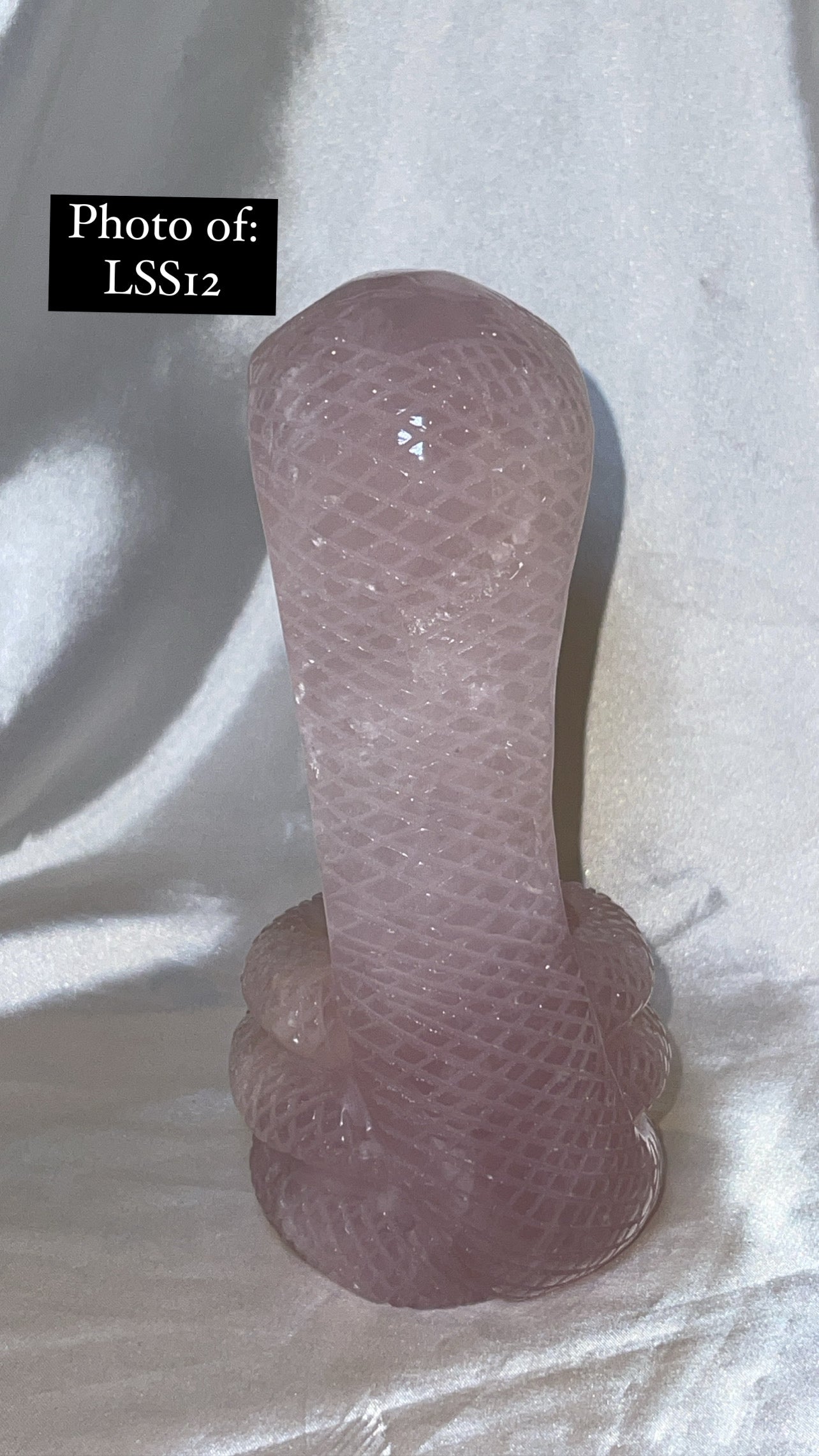 Rose Quartz Large Snake Sphere Holder Carving