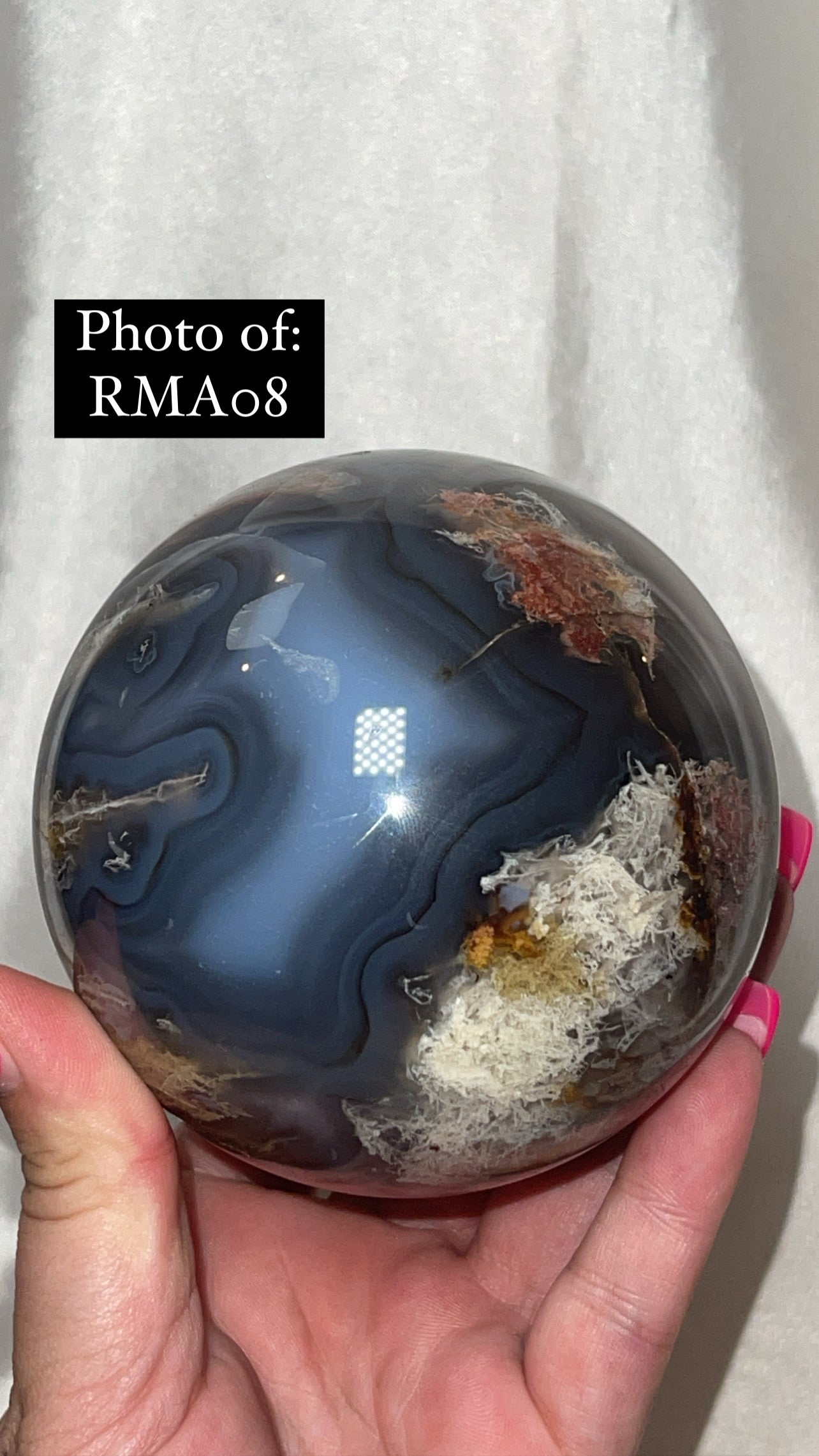 Rare Red Moss Agate Orca Agate Large Sphere