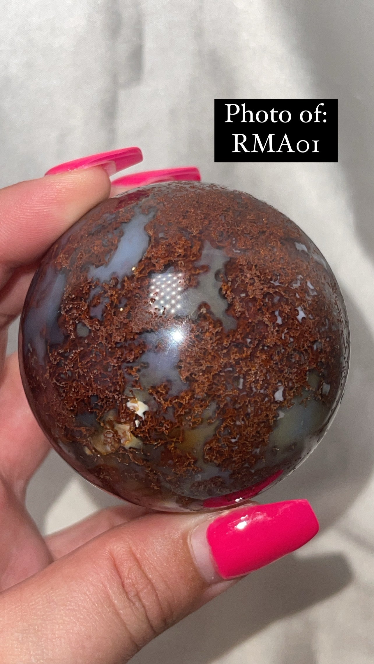 Rare Red Moss Agate Orca Agate Large Sphere