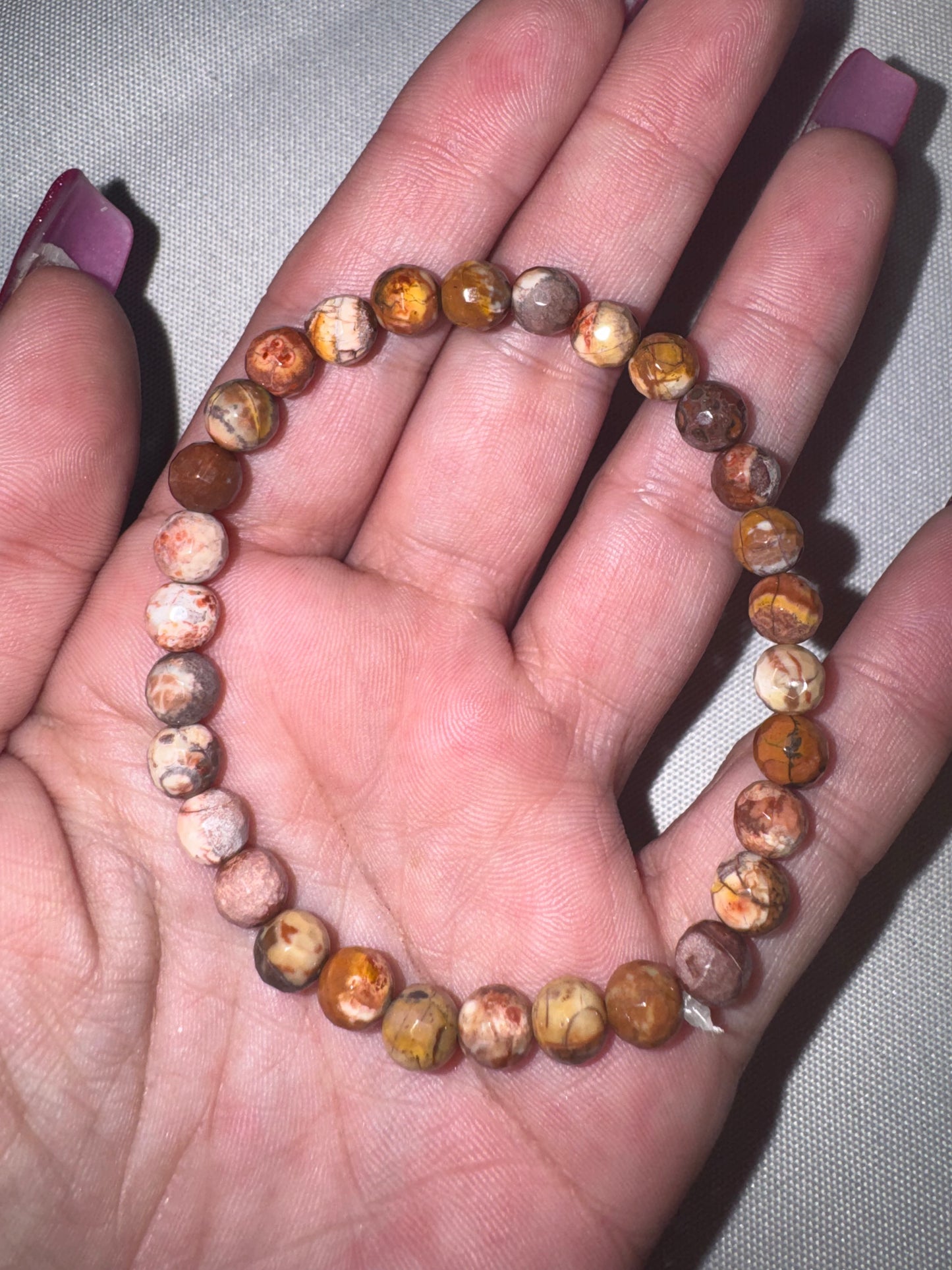 Birds Eye Rhyolite Faceted Bracelet (6mm)