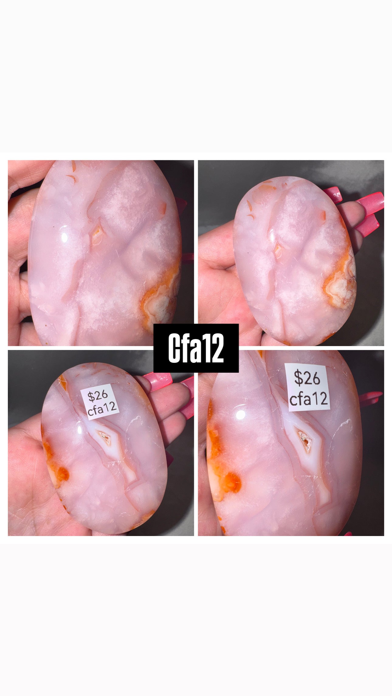 Carnelian Flower Agate Heart/Palmstone
