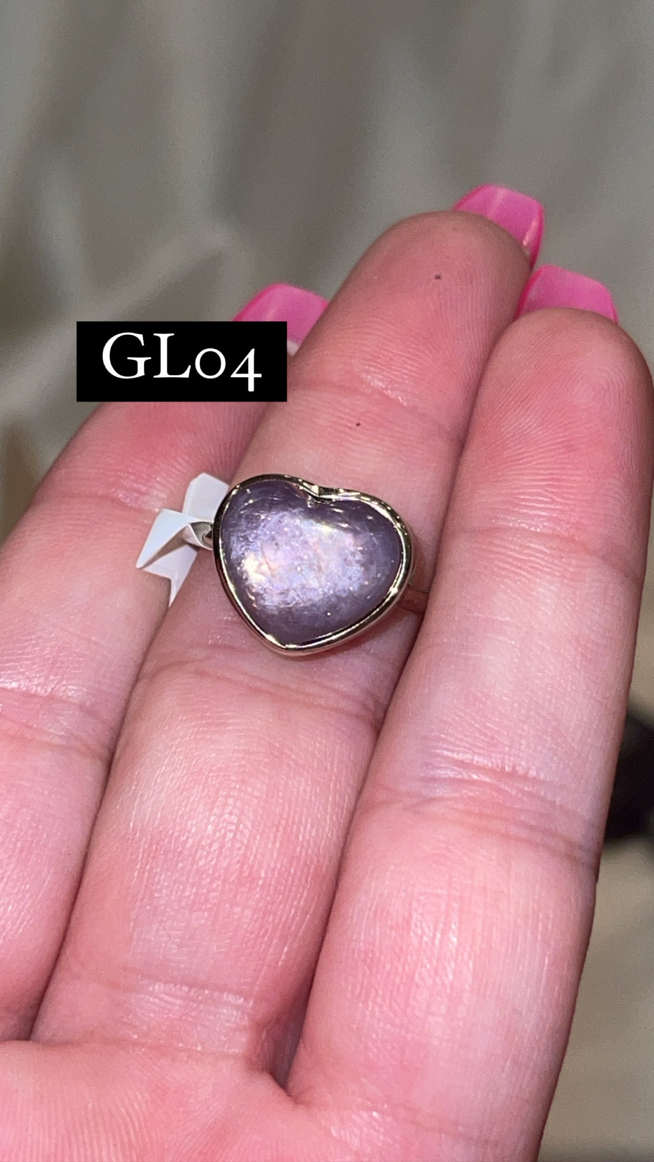 Gem Lepidolite 925 Sterling Silver Adjustable Heart Ring (Choose Your Own)