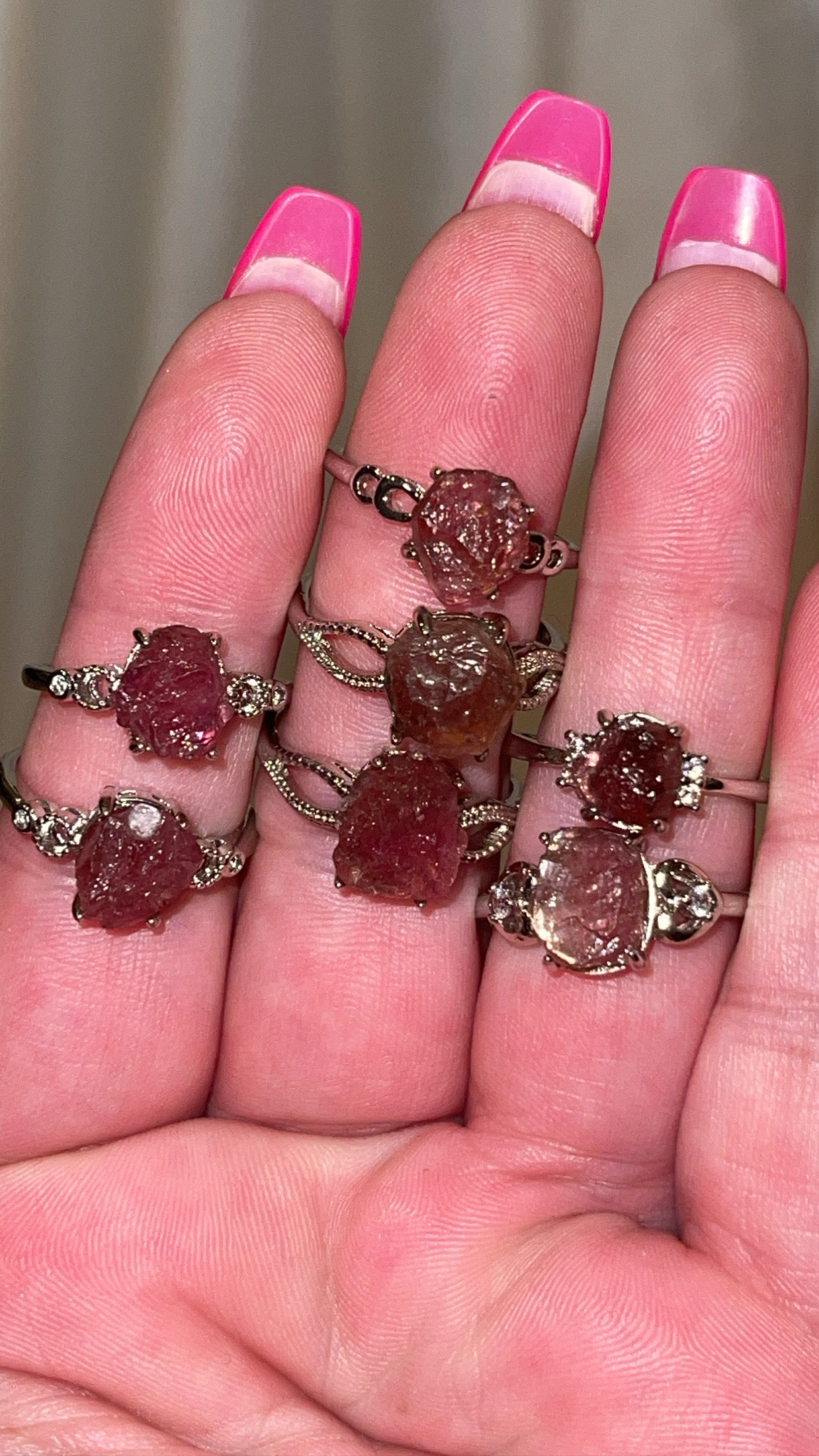 Pink Tourmaline Raw Adjustable Ring