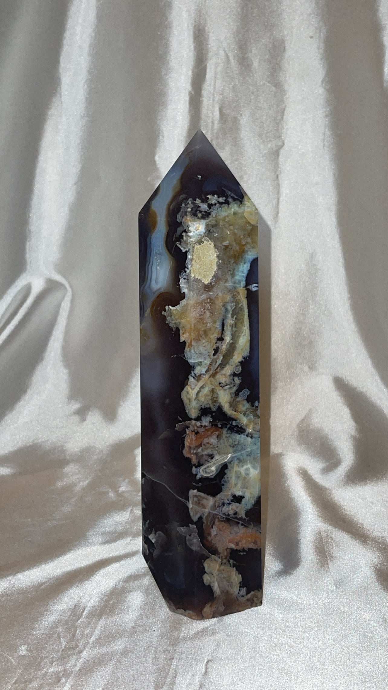 Black Flower Agate XXL Tower