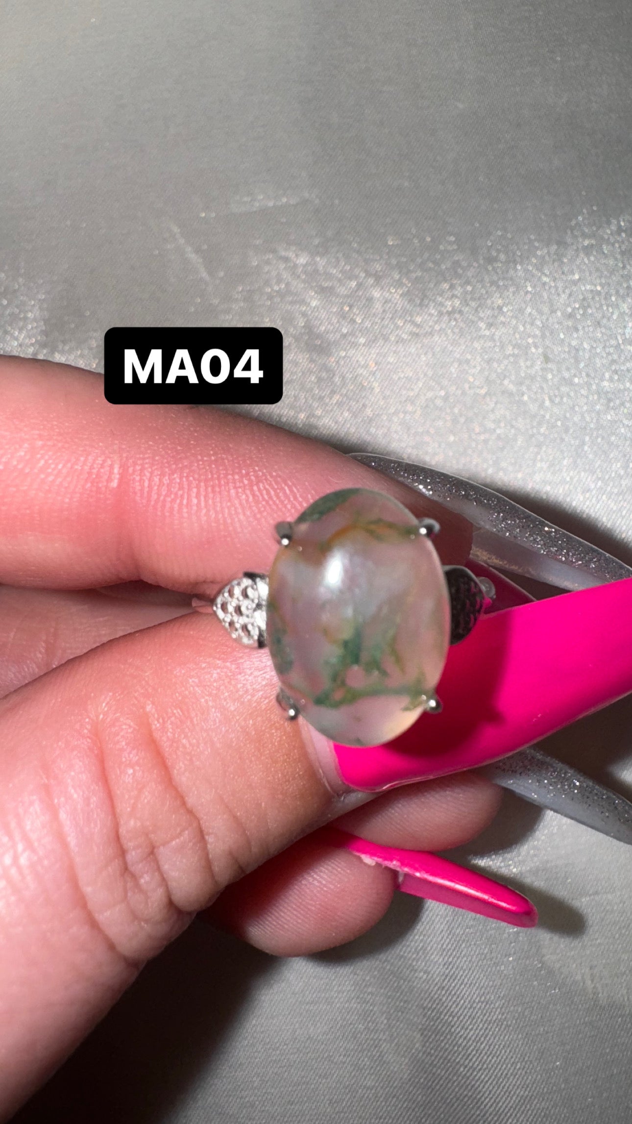 Moss Agate Adjustable Ring