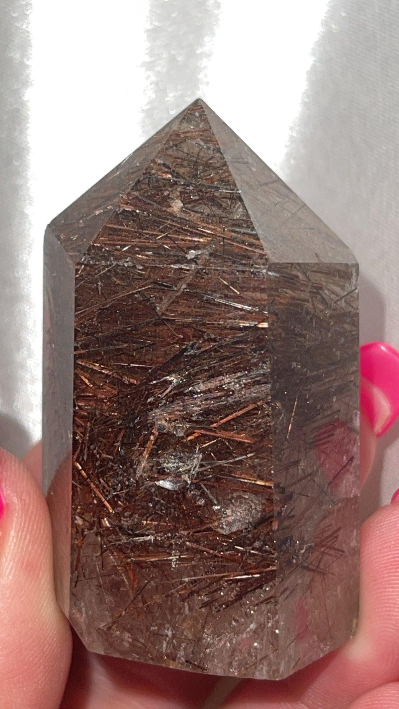 Rare Red Copper Rutile Quartz AAA Tower