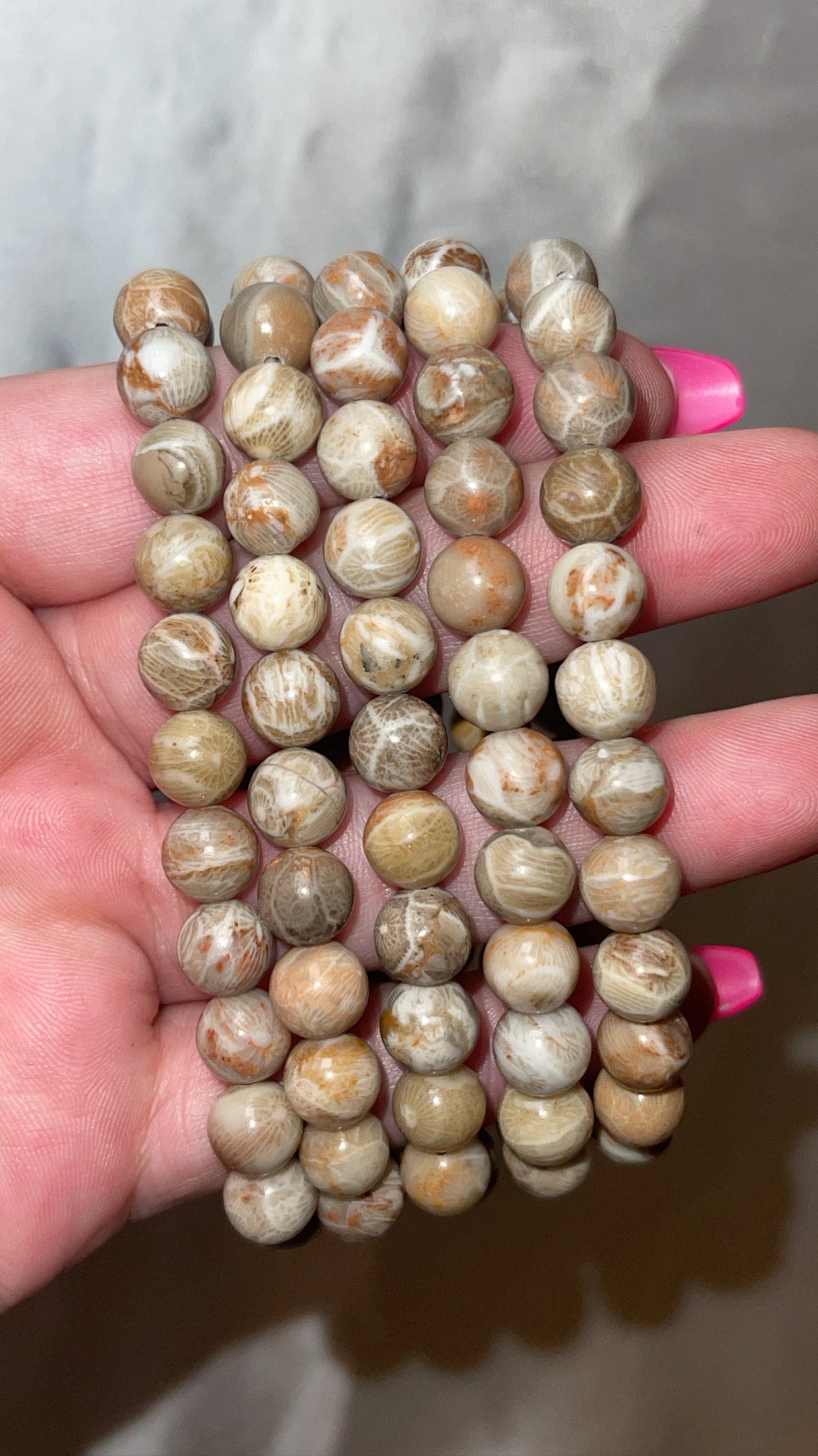 Coral Fossil 8mm Bracelet