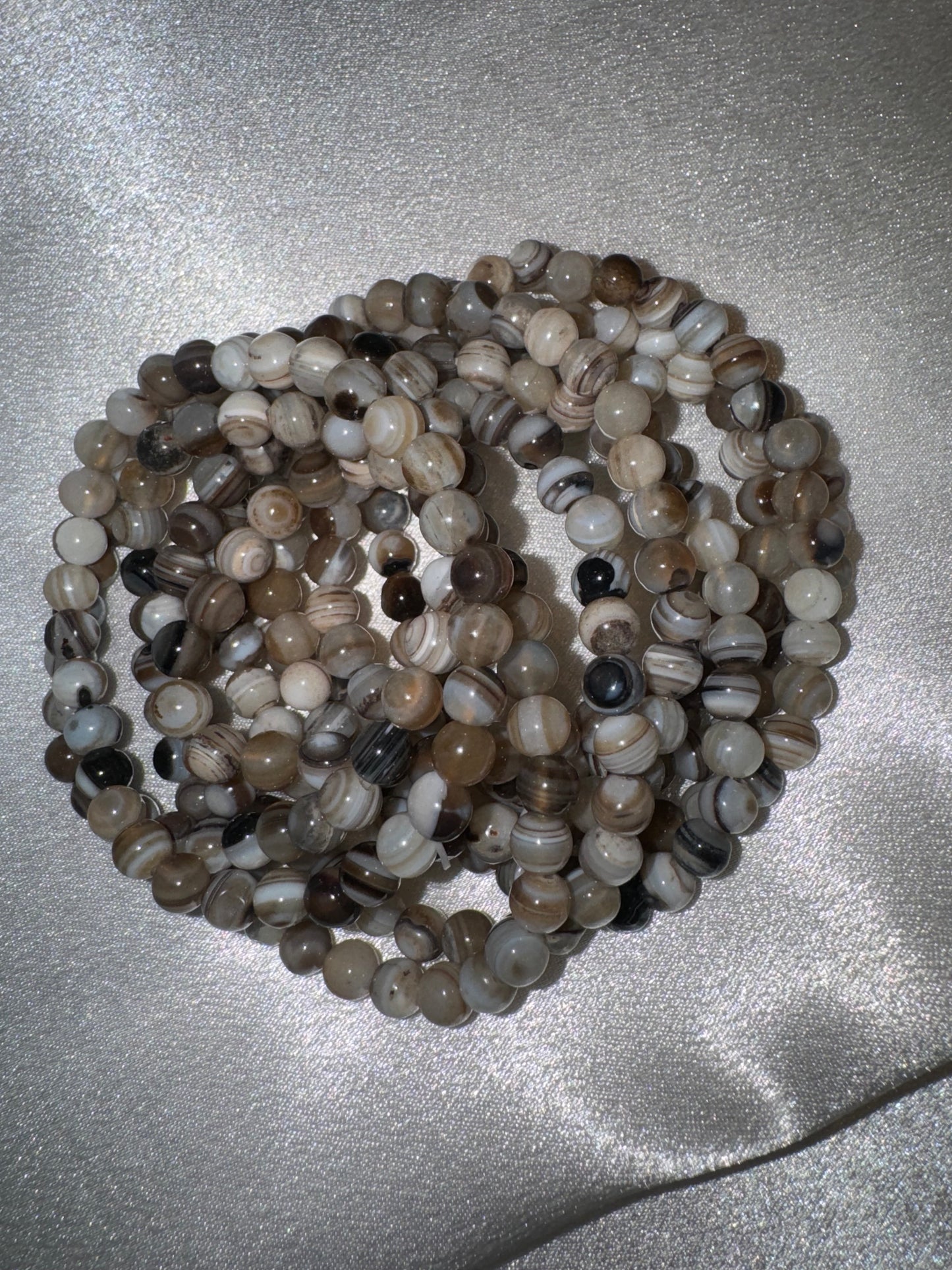 Black Banded Agate 6mm Bracelet