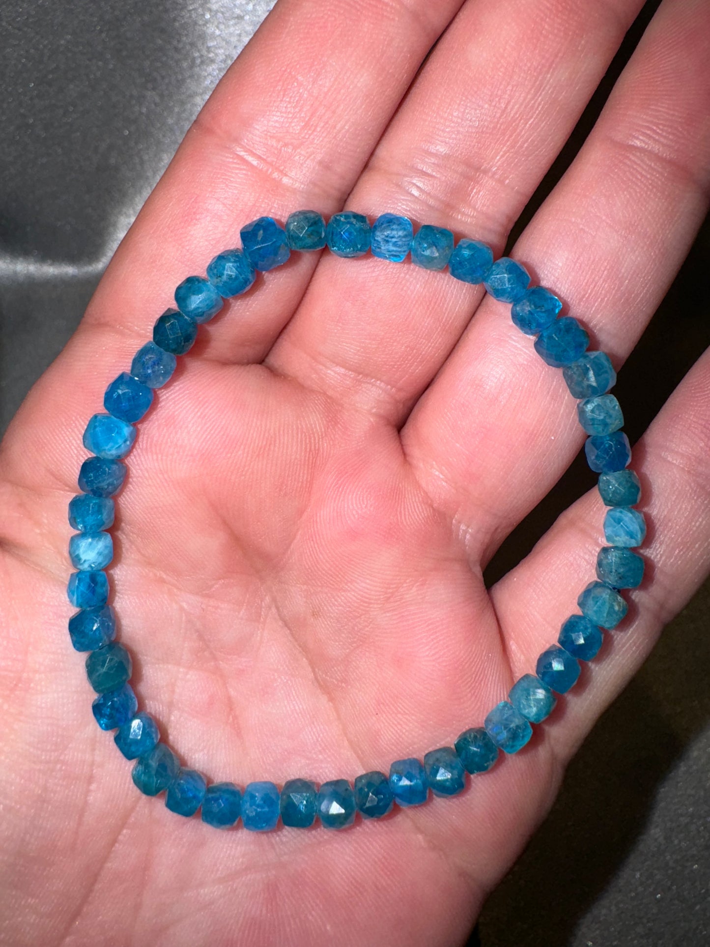 Blue Apatite AAA Faceted Bracelet 4mm