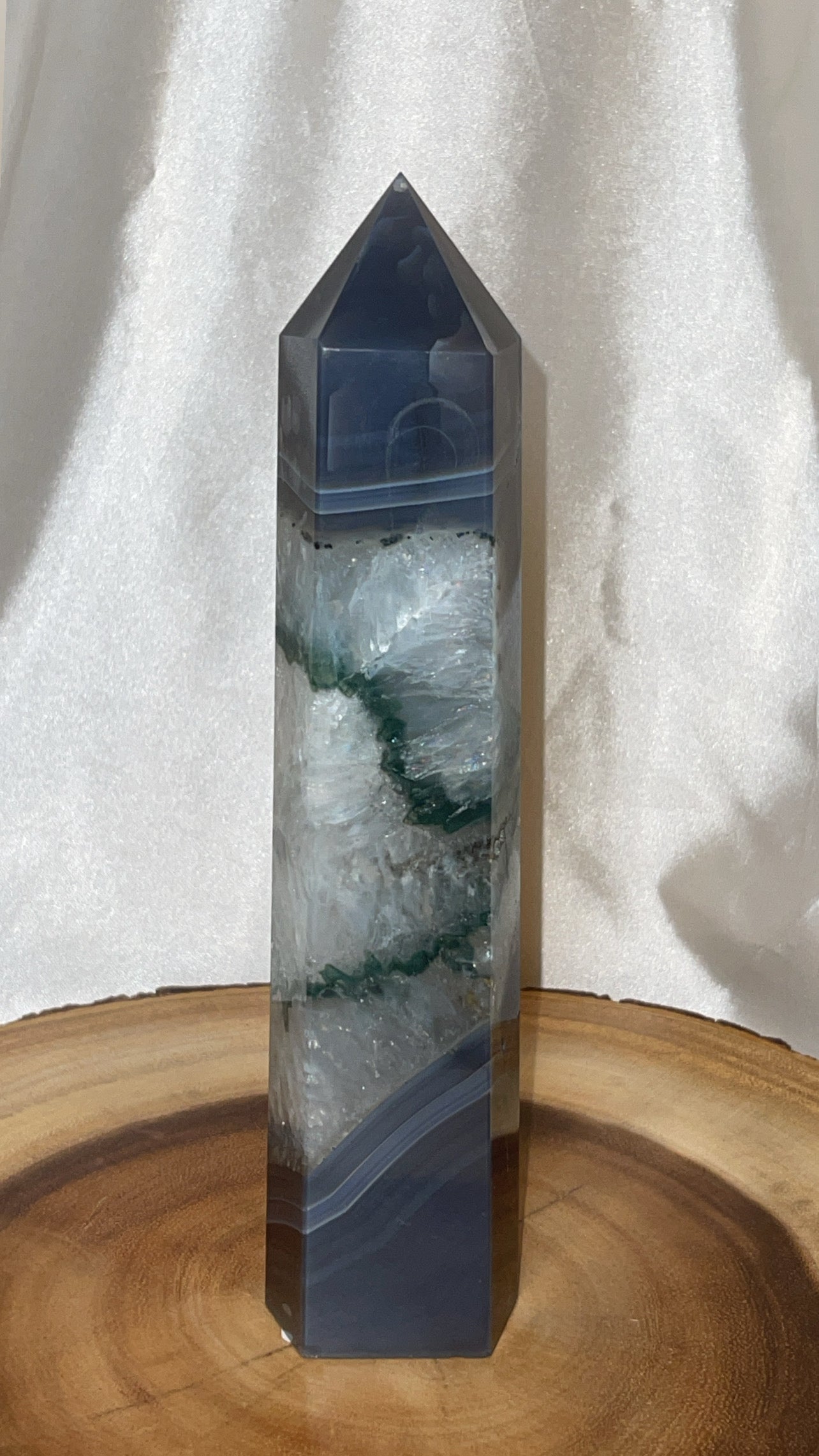 Chlorite Quartz with Banded Agate Large Tower