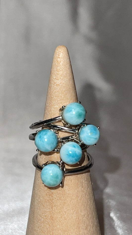 Larimar AAA 925 Sterling Silver Adjustable Ring (Choose Your Own)
