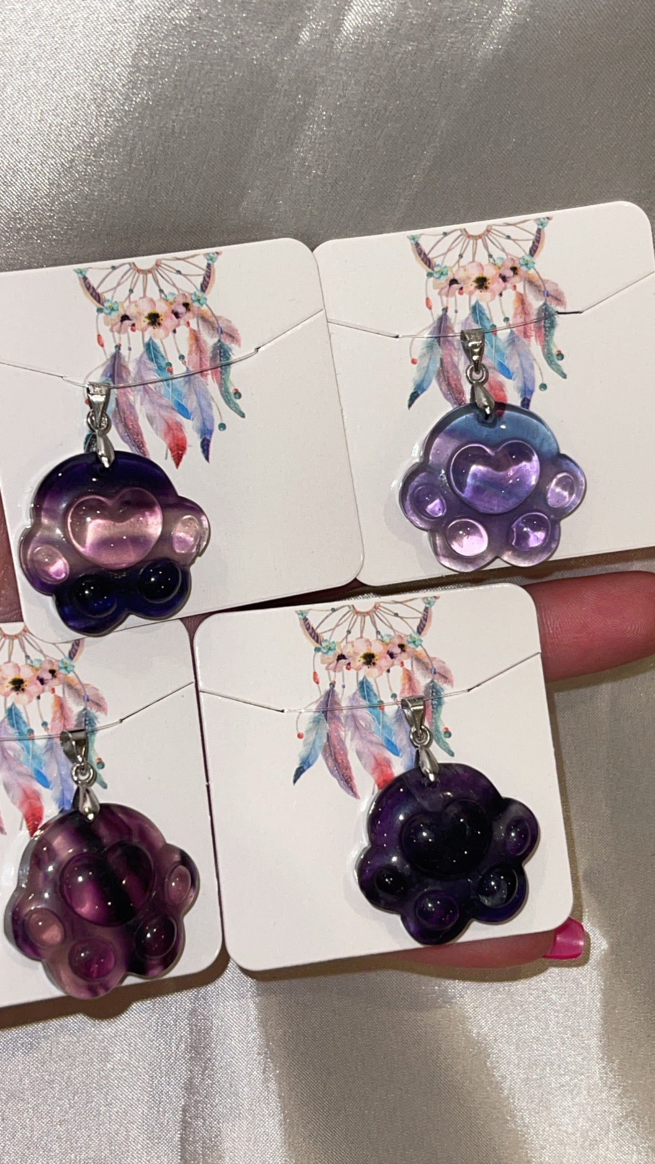 Fluorite Large Paw Print Pendant (Choose Your Own)