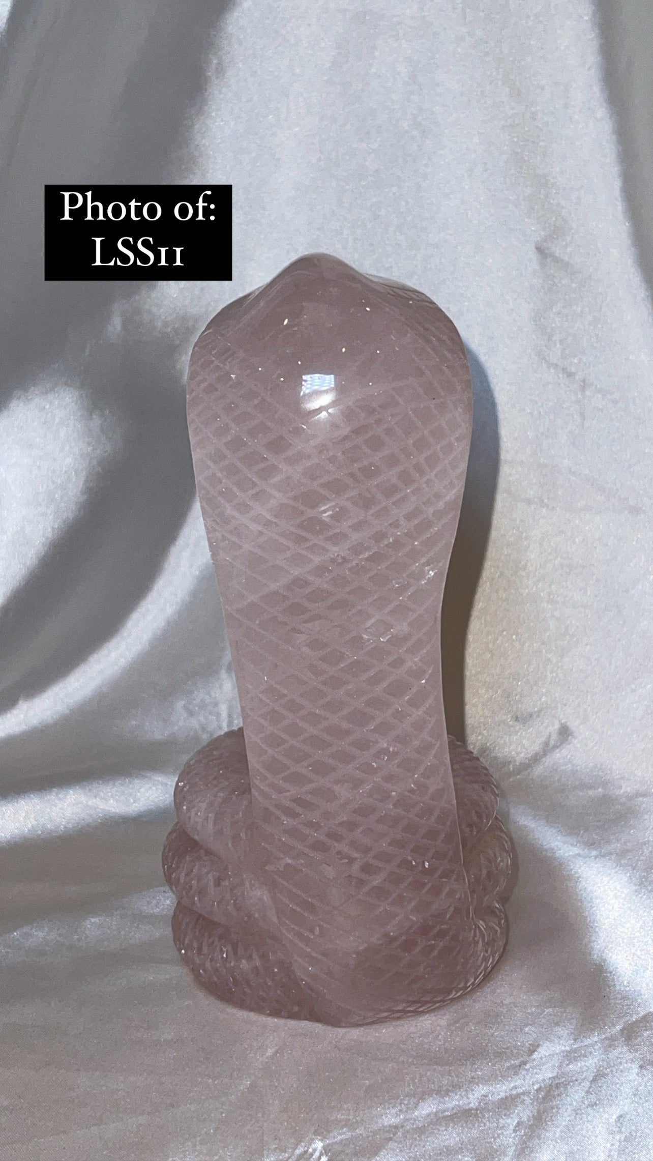 Rose Quartz Large Snake Sphere Holder Carving