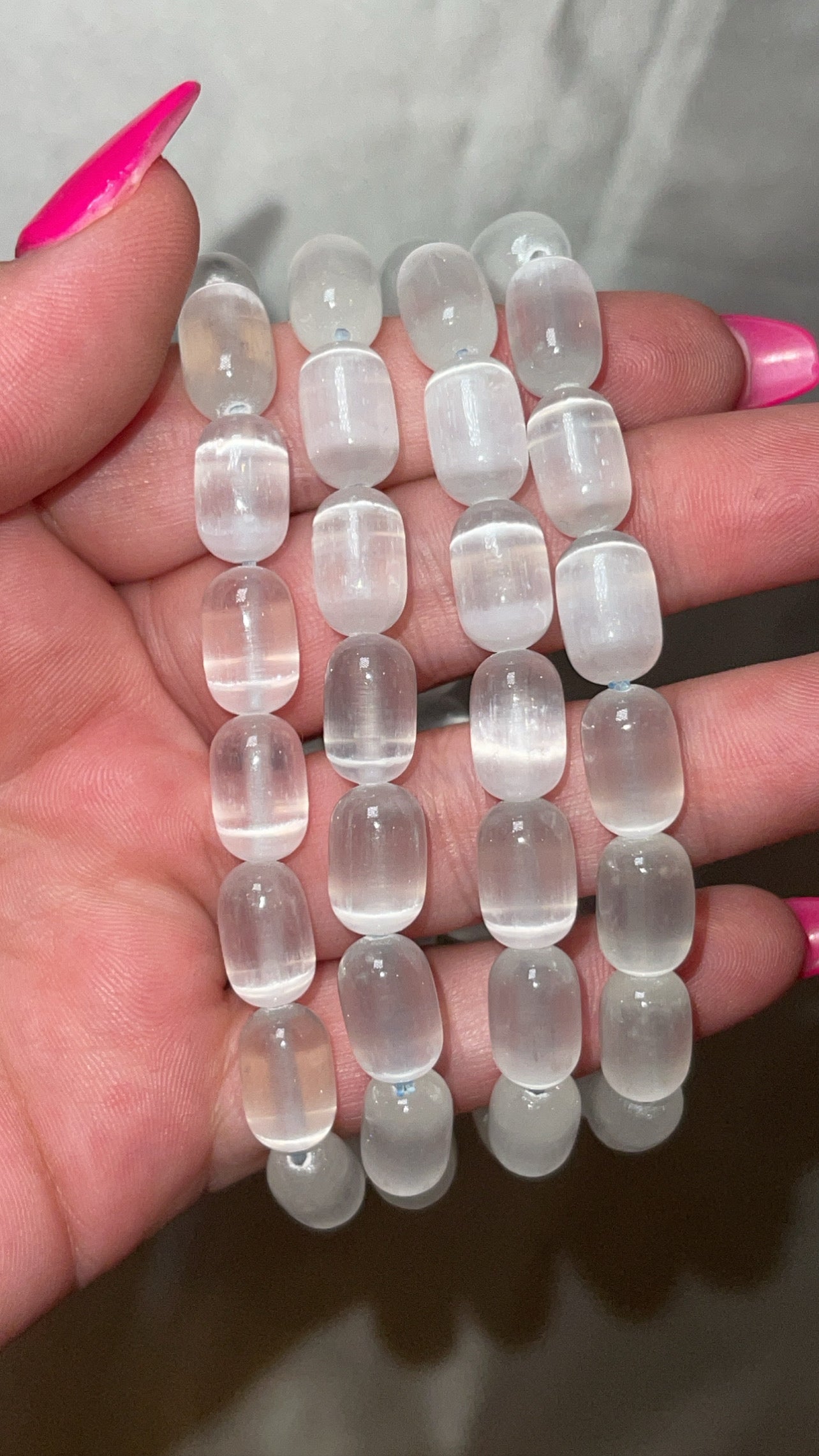 Satin Spar Selenite “Pill” Bracelet