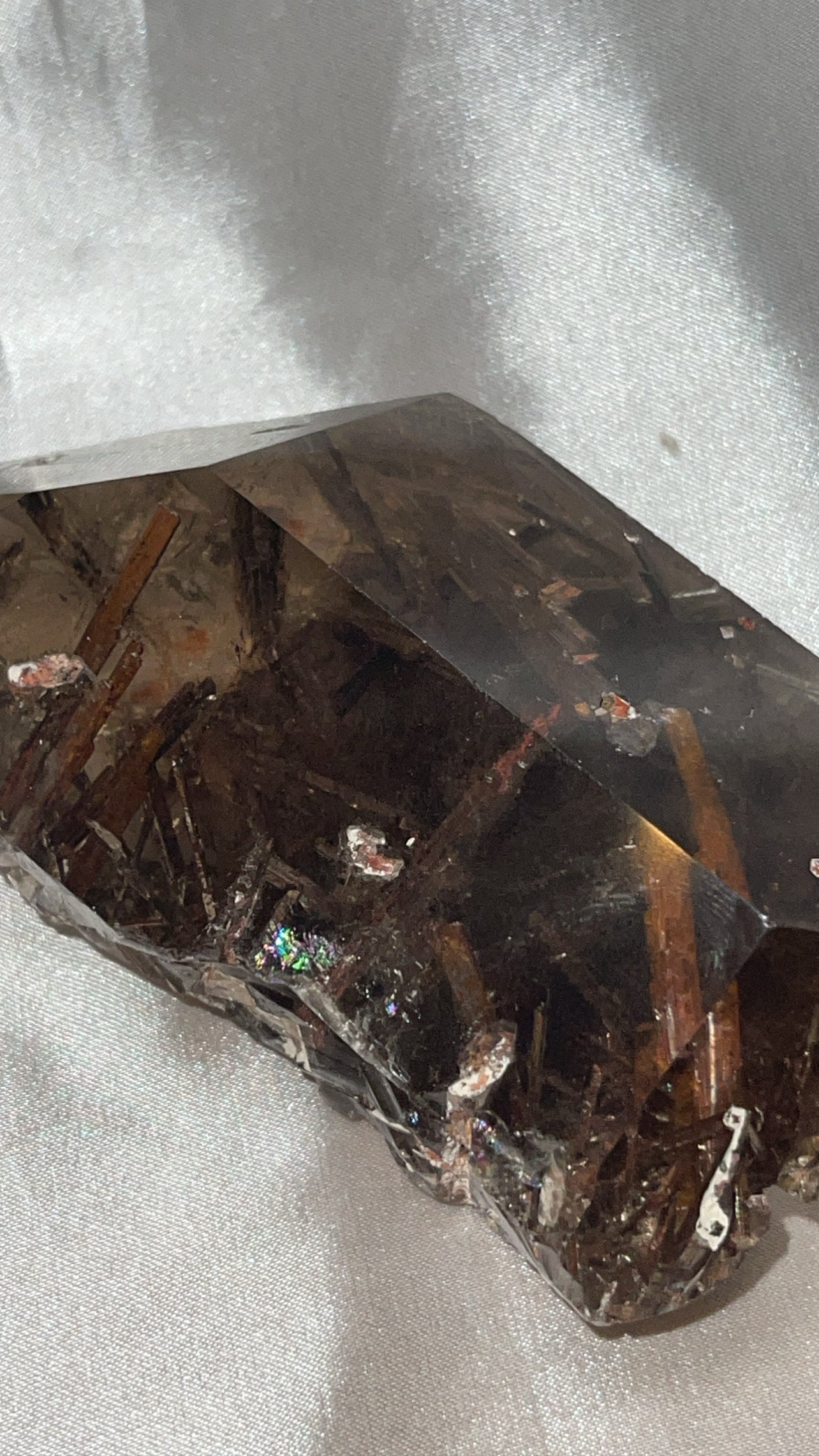 Rare Red Epidote Smoky Quartz AAA Large Semi-Polished Double Terminated Point