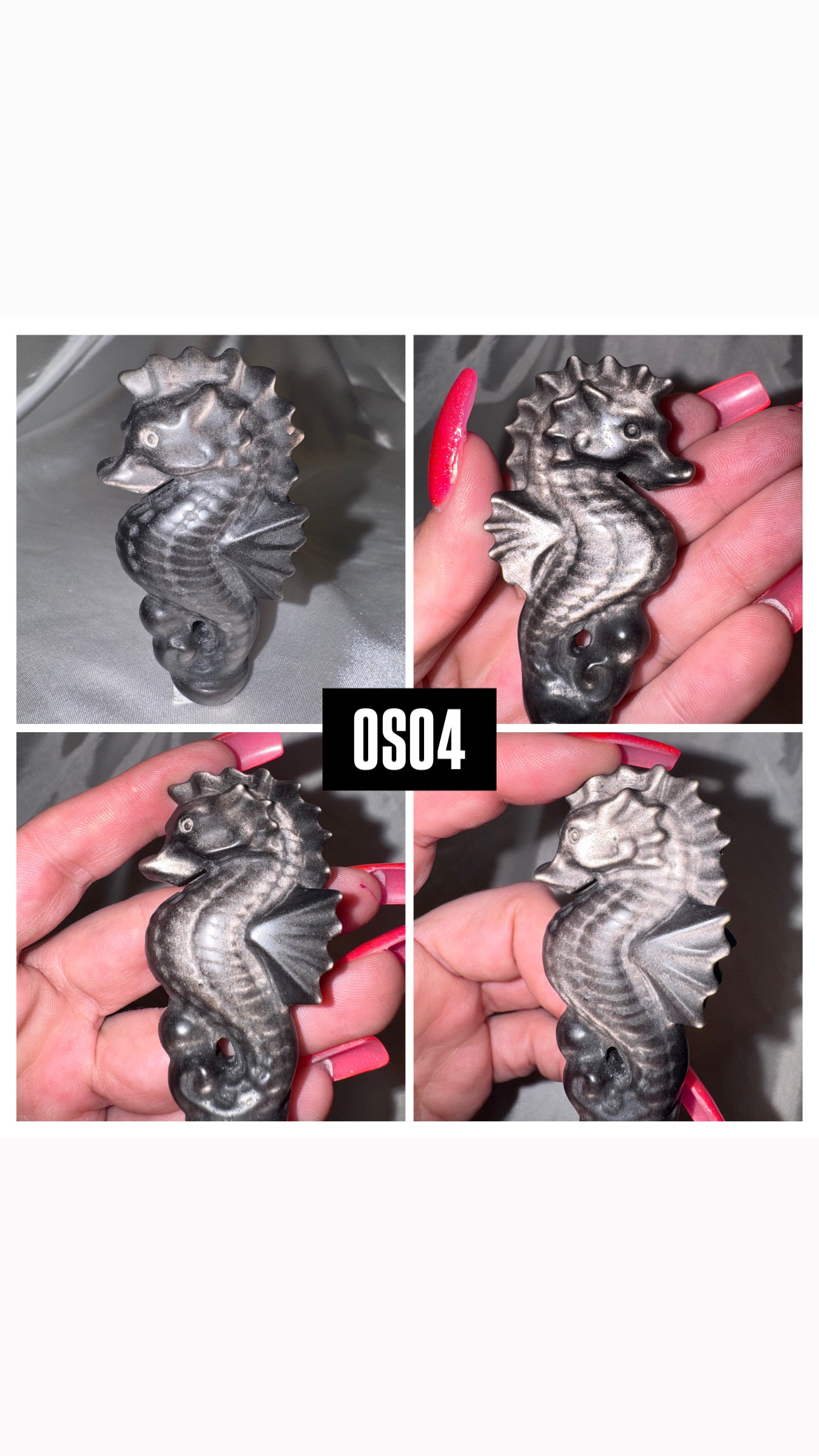 Silver Sheen Obsidian Seahorse