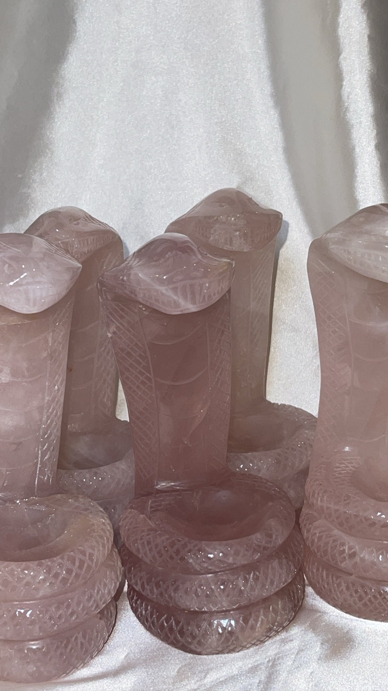 Rose Quartz Large Snake Sphere Holder Carving