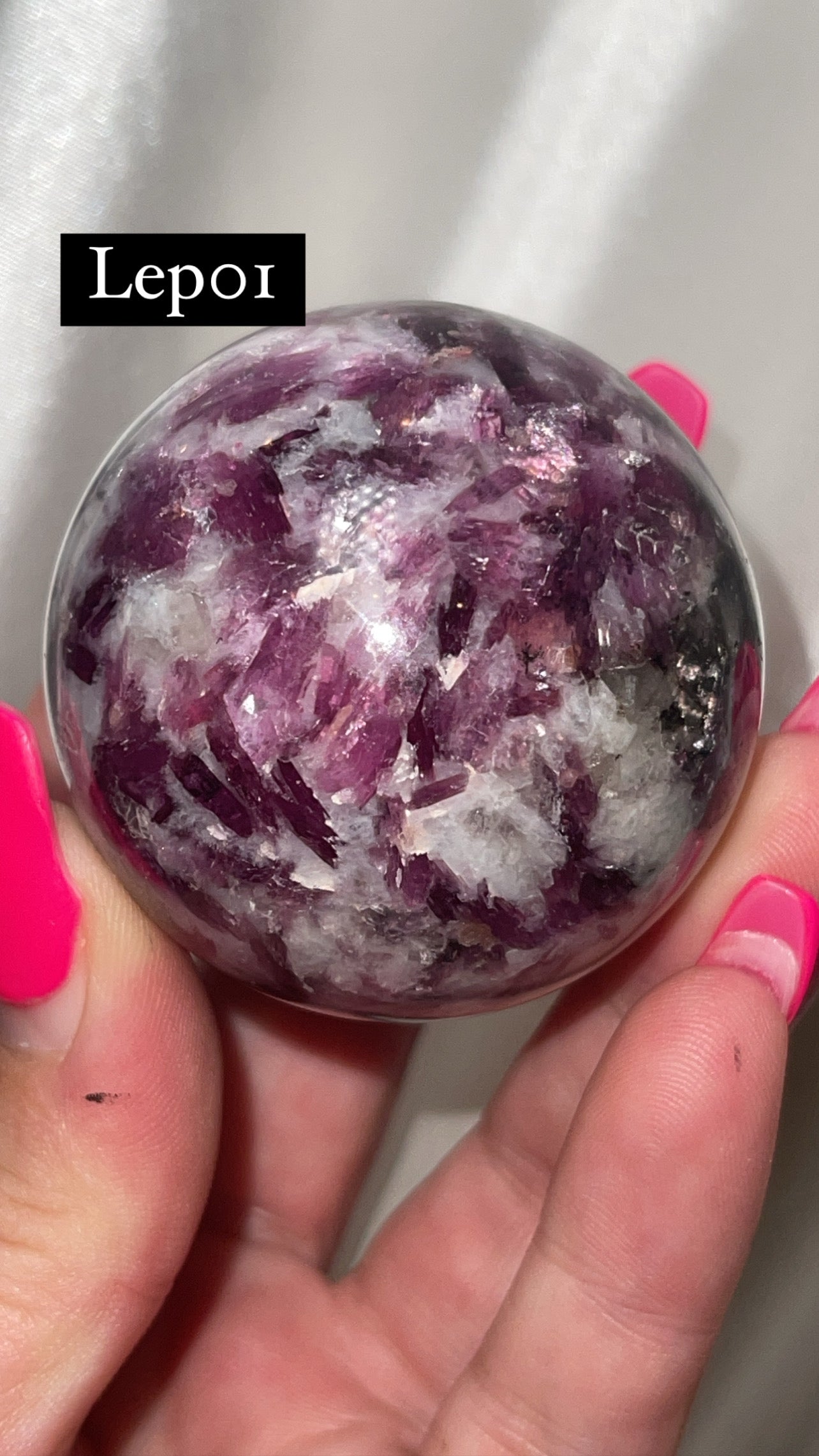 Mica Lepidolite Sphere with Pink Metal Stand
