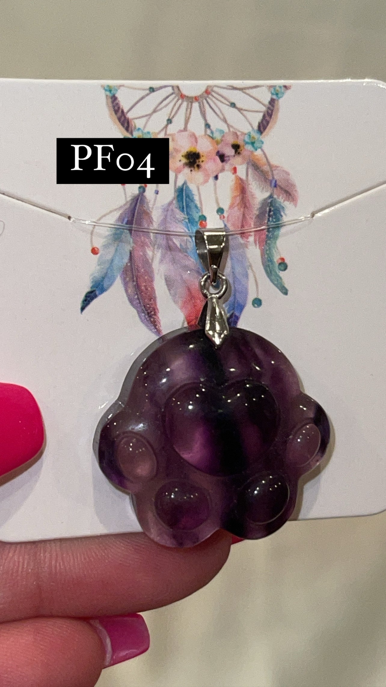 Fluorite Large Paw Print Pendant (Choose Your Own)