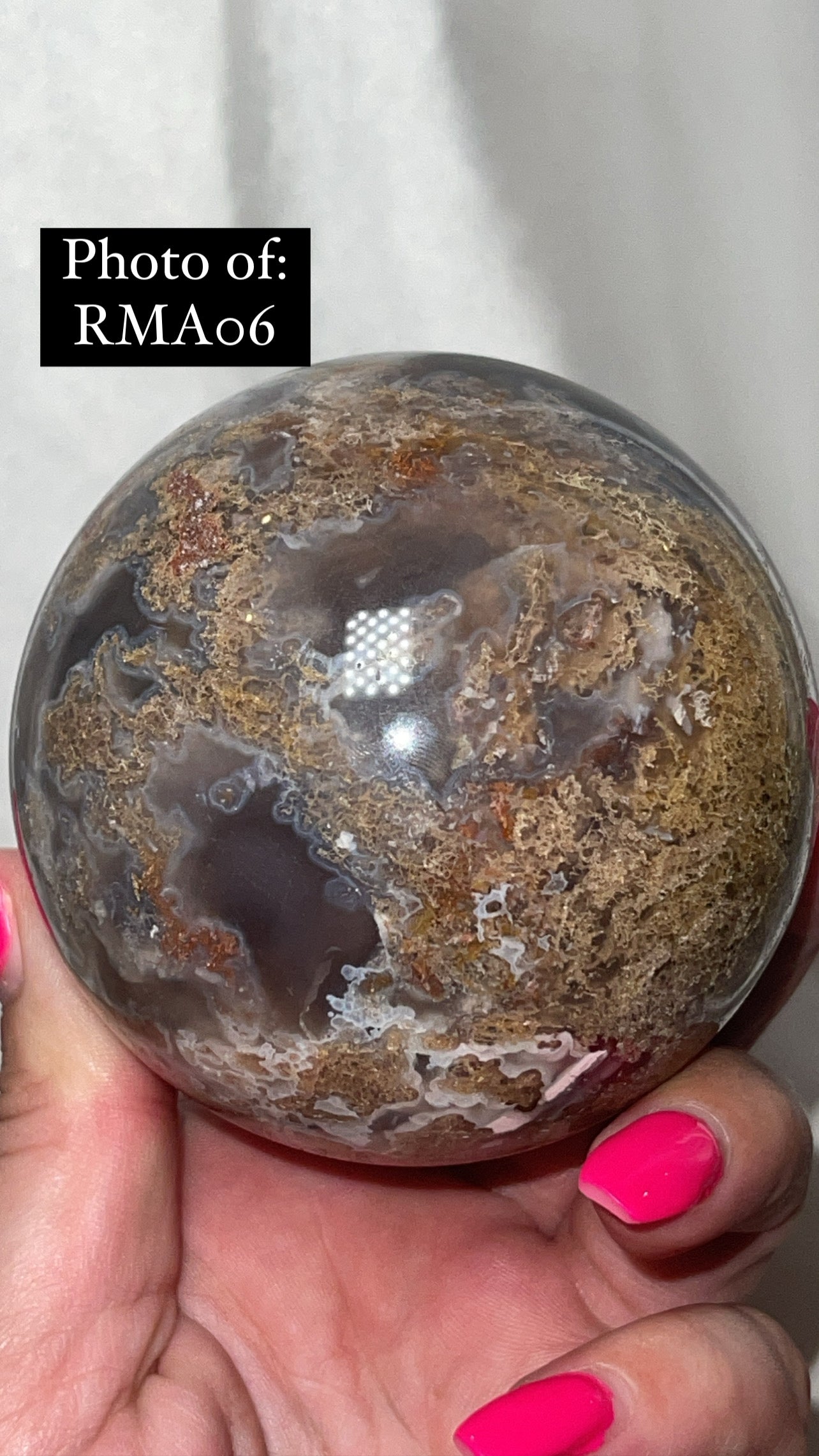 Rare Red Moss Agate Orca Agate Large Sphere