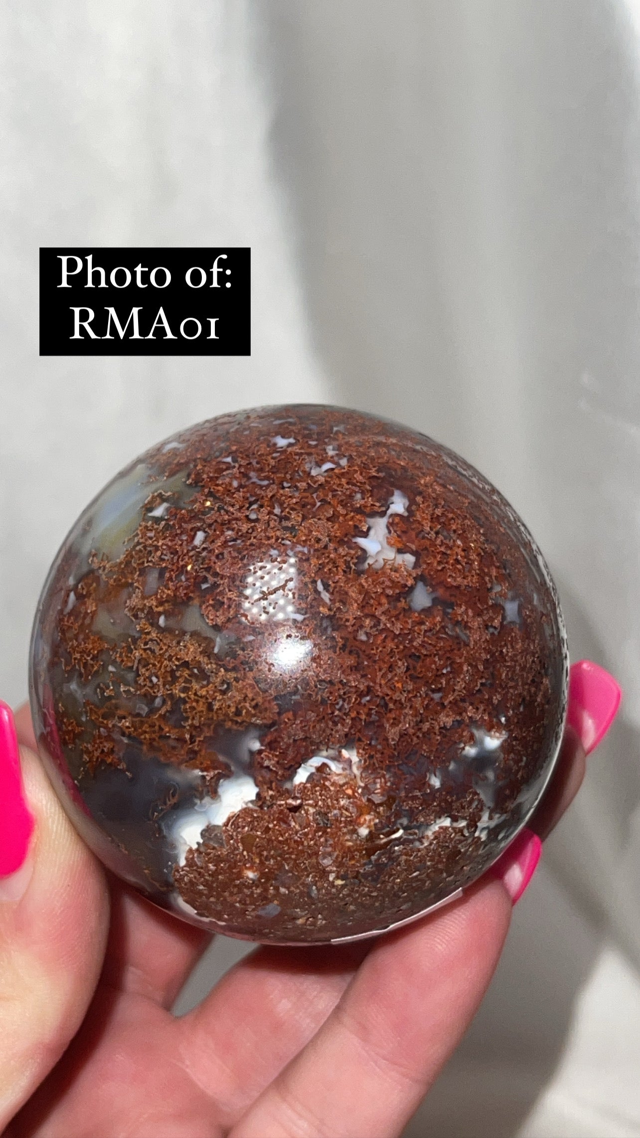 Rare Red Moss Agate Orca Agate Large Sphere