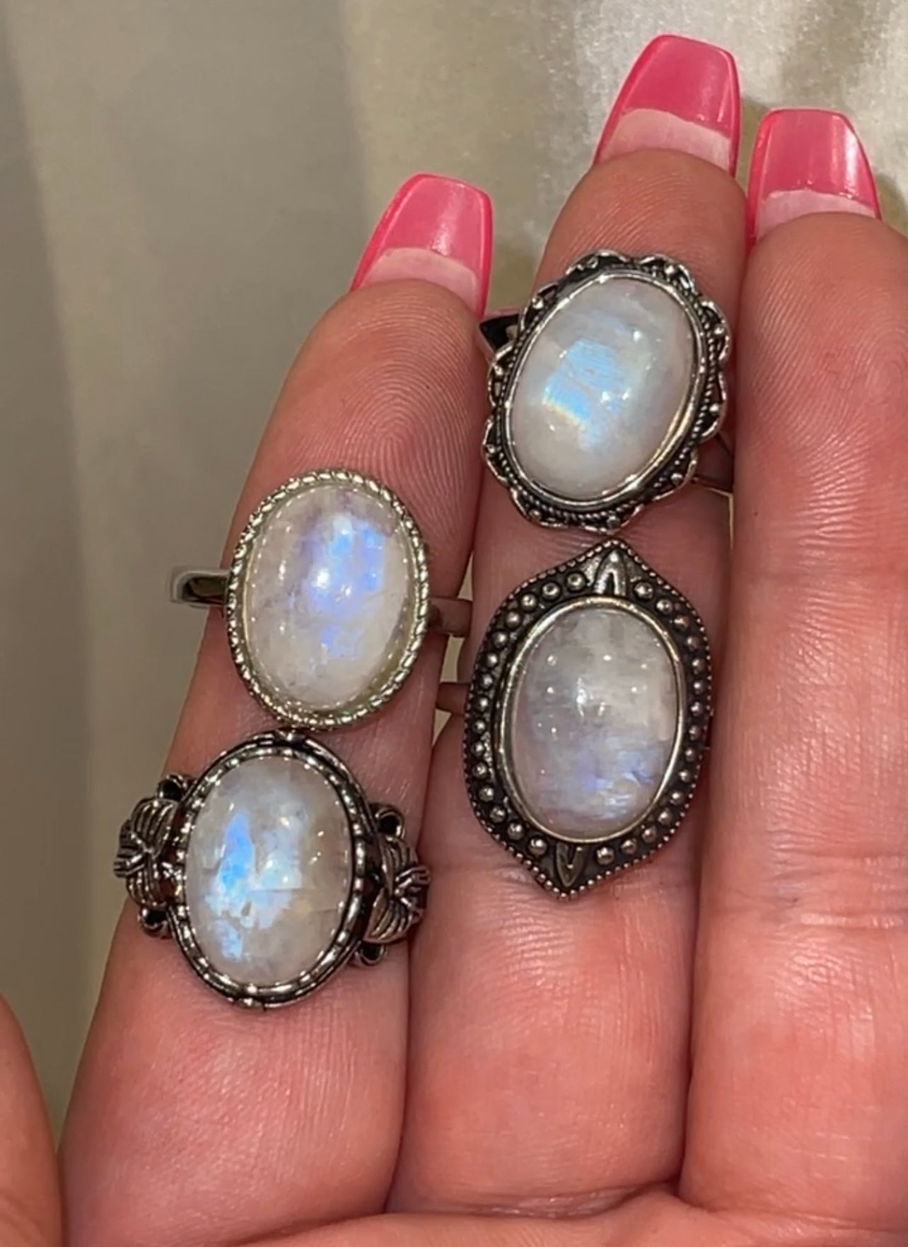 Rainbow Moonstone AAA Adjustable Ring